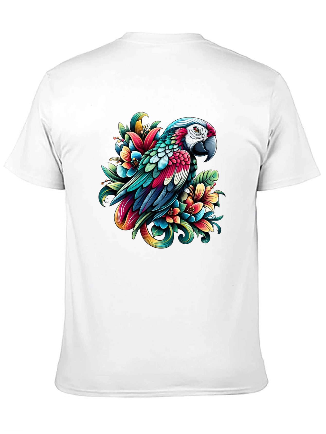 Parrot & Floral Graphic Tee - Vivid Design