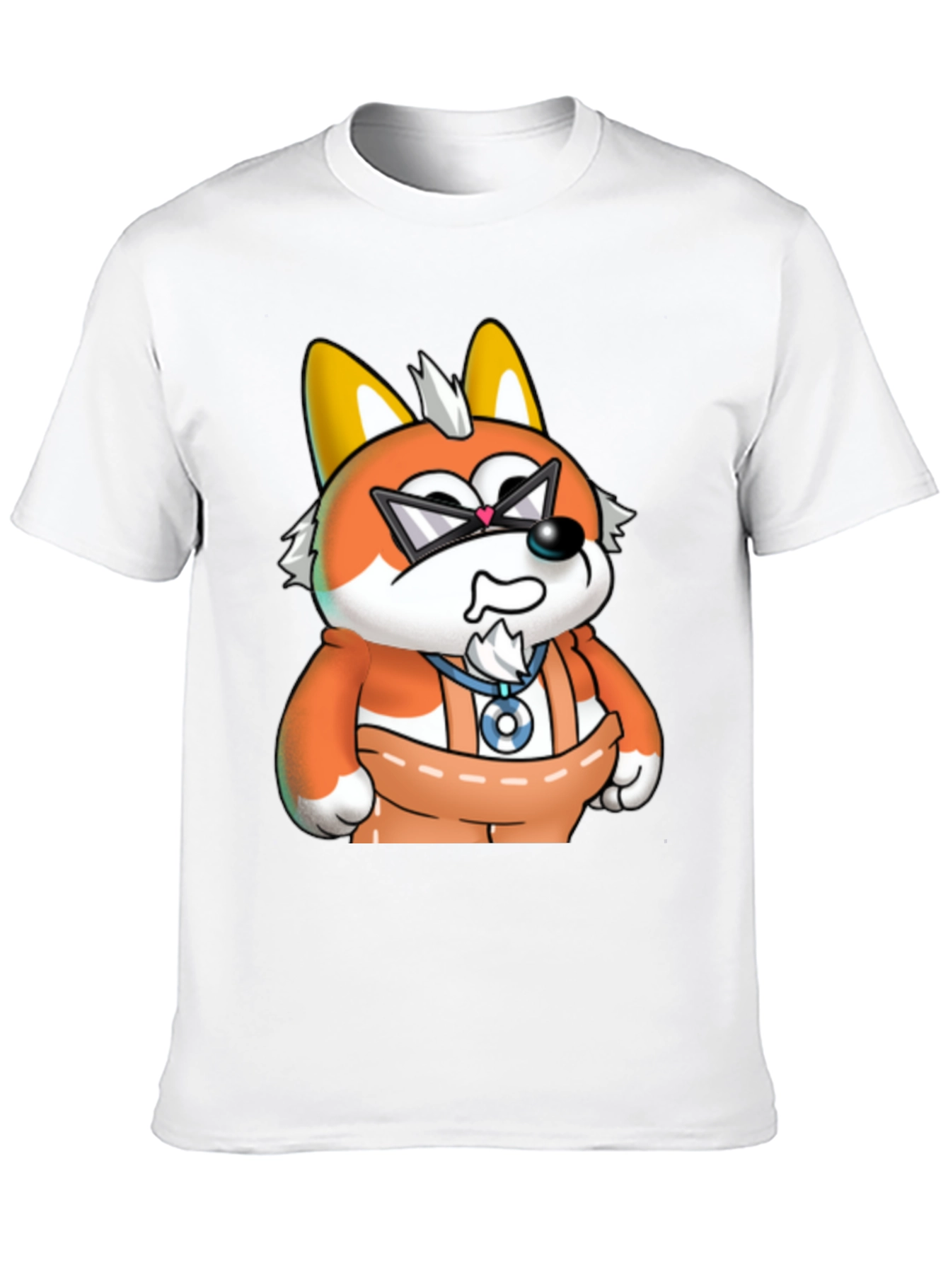 Cartoon Fox Graphic Tee - Black Cotton Blend Shirt