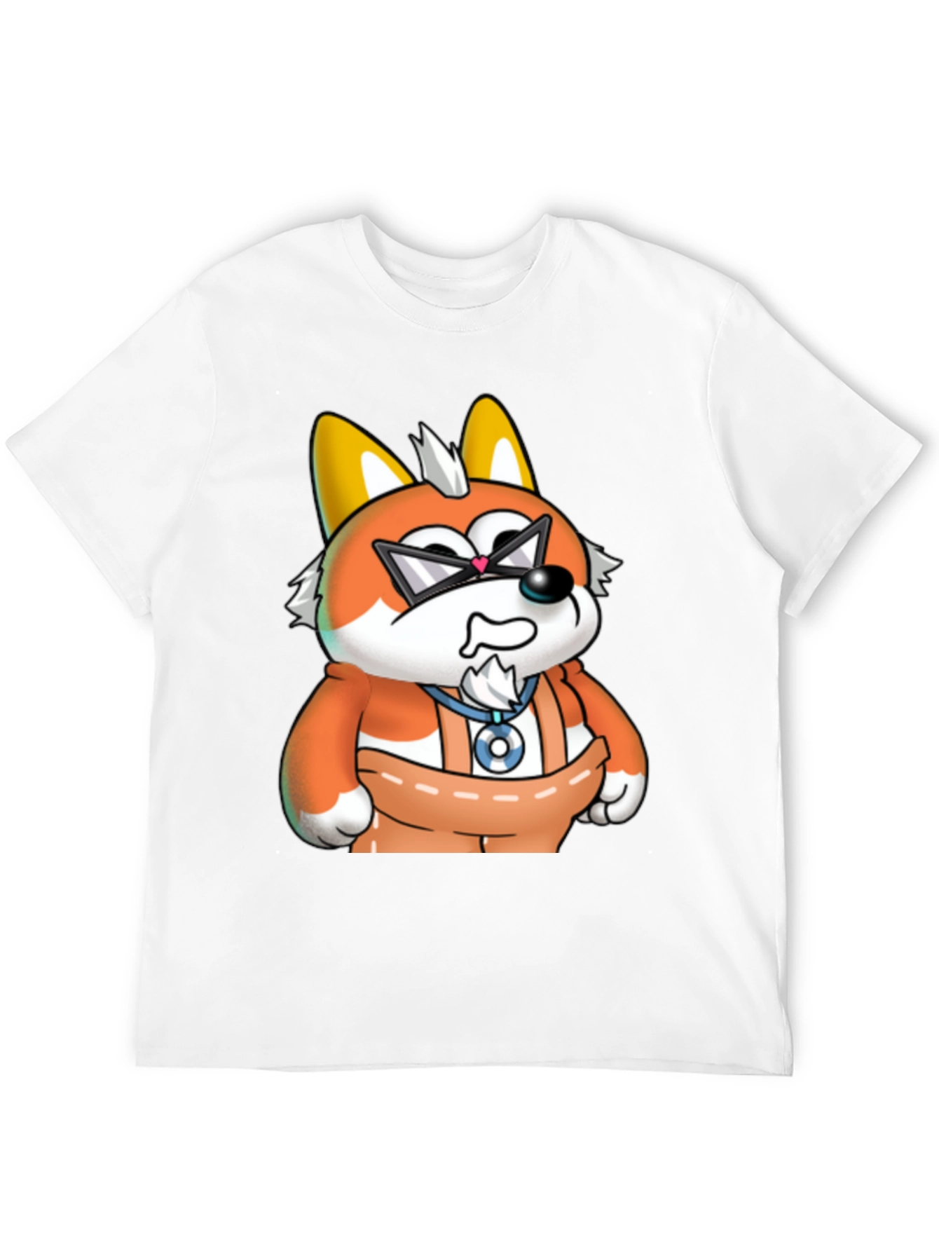 Cartoon Fox Graphic Tee - Black Cotton Blend Shirt