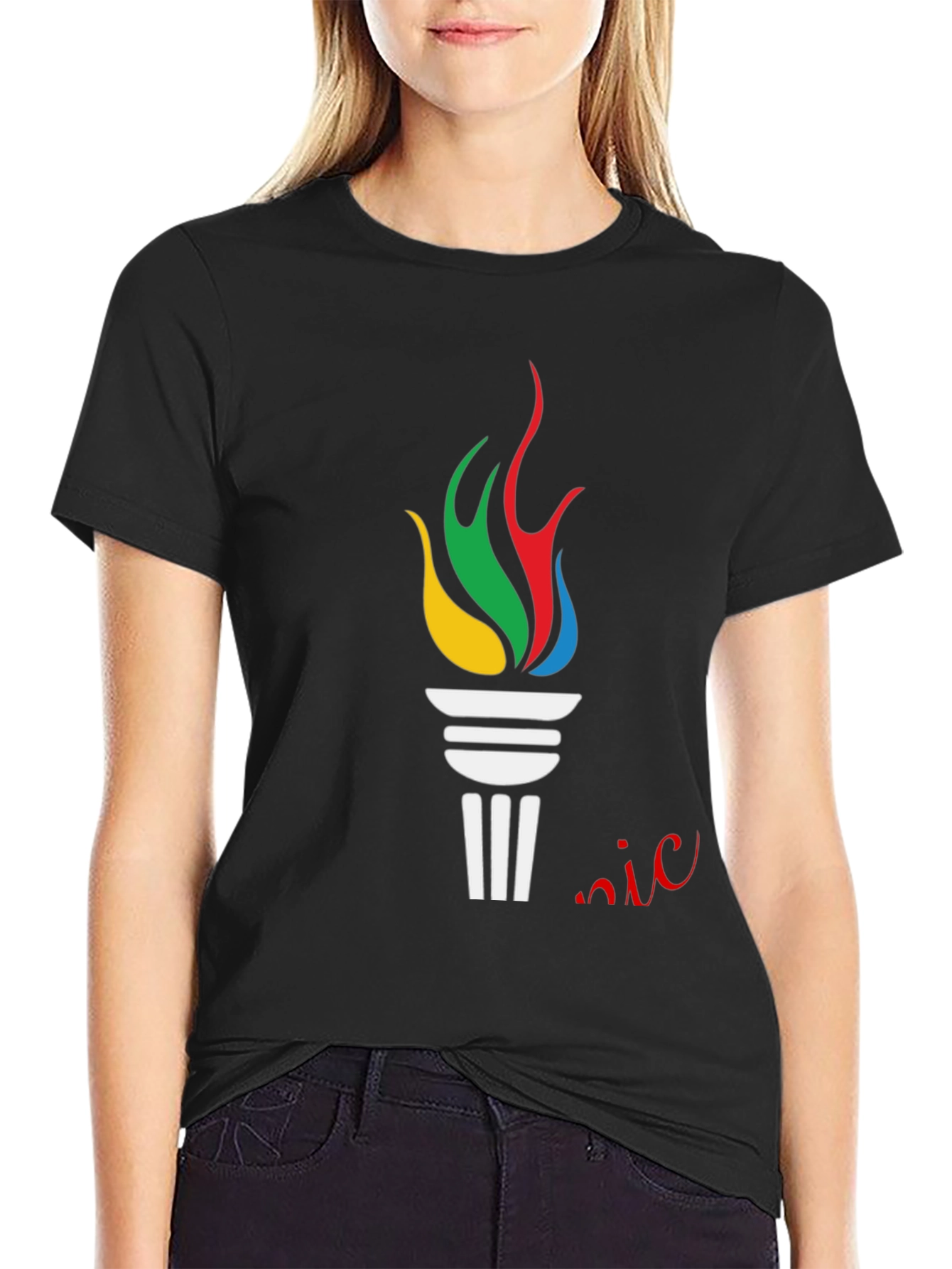 Olympic Torch Graphic Black T-Shirt