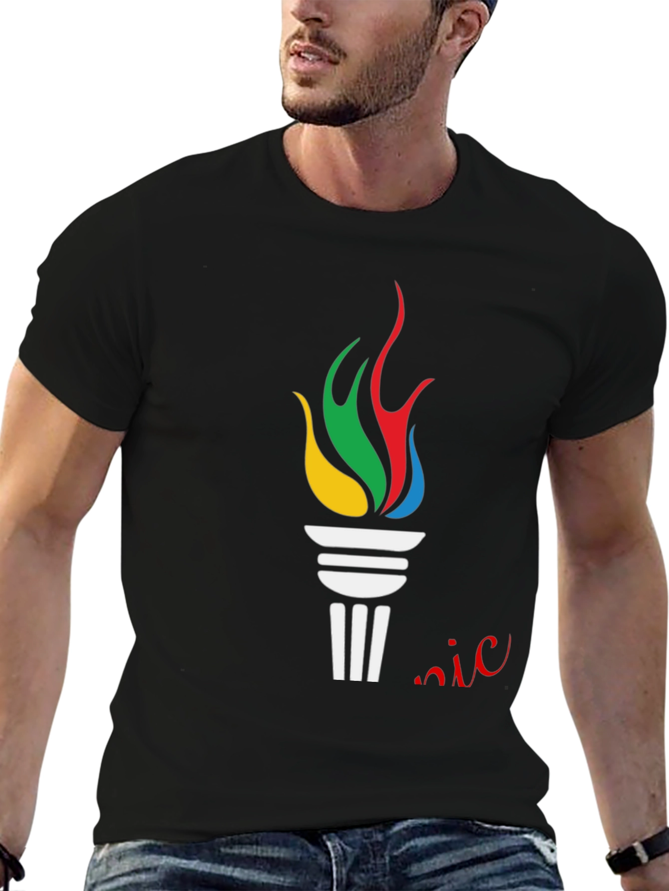 Olympic Torch Graphic Black T-Shirt