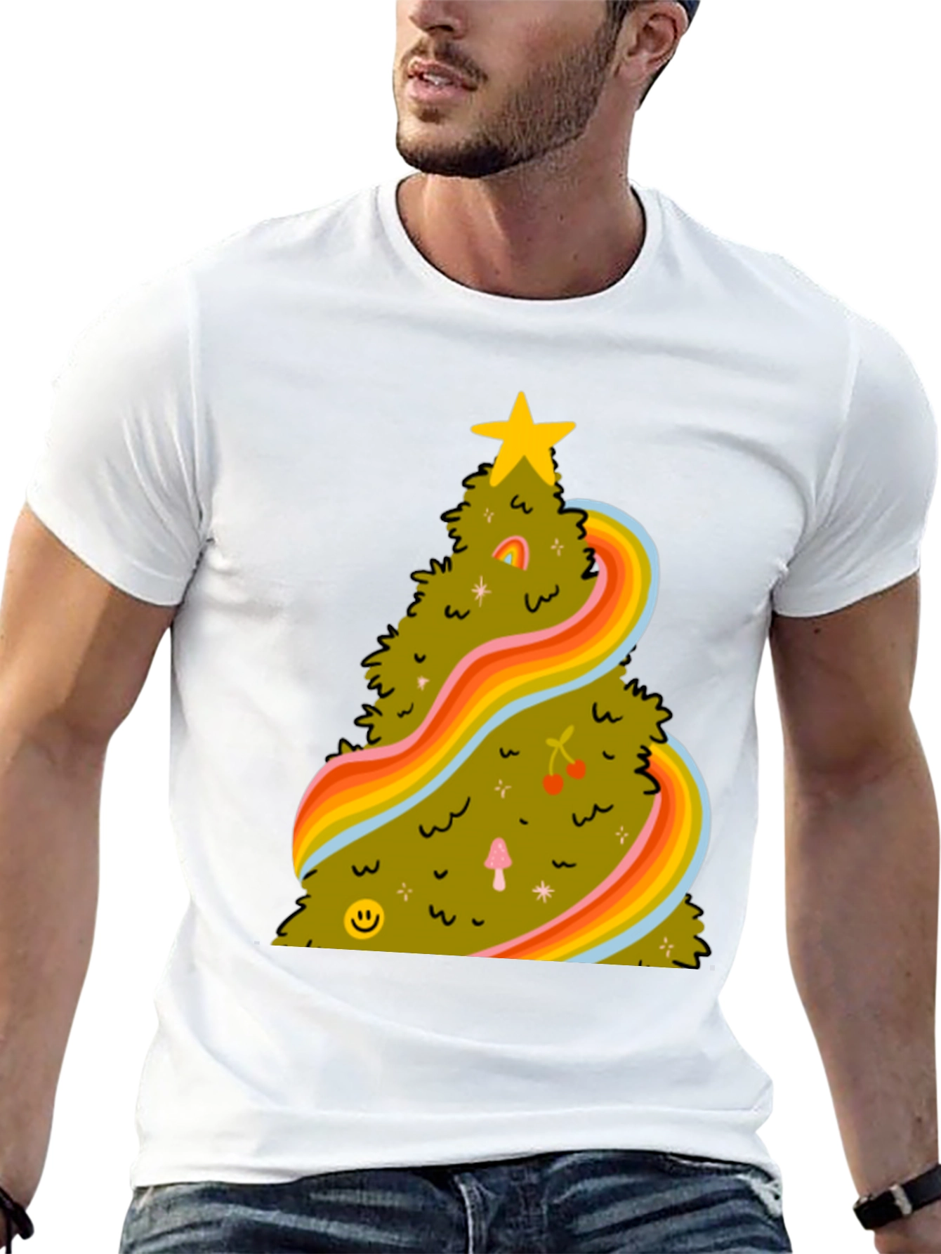 Retro Christmas Tree Tee - Groovy Holiday Shirt