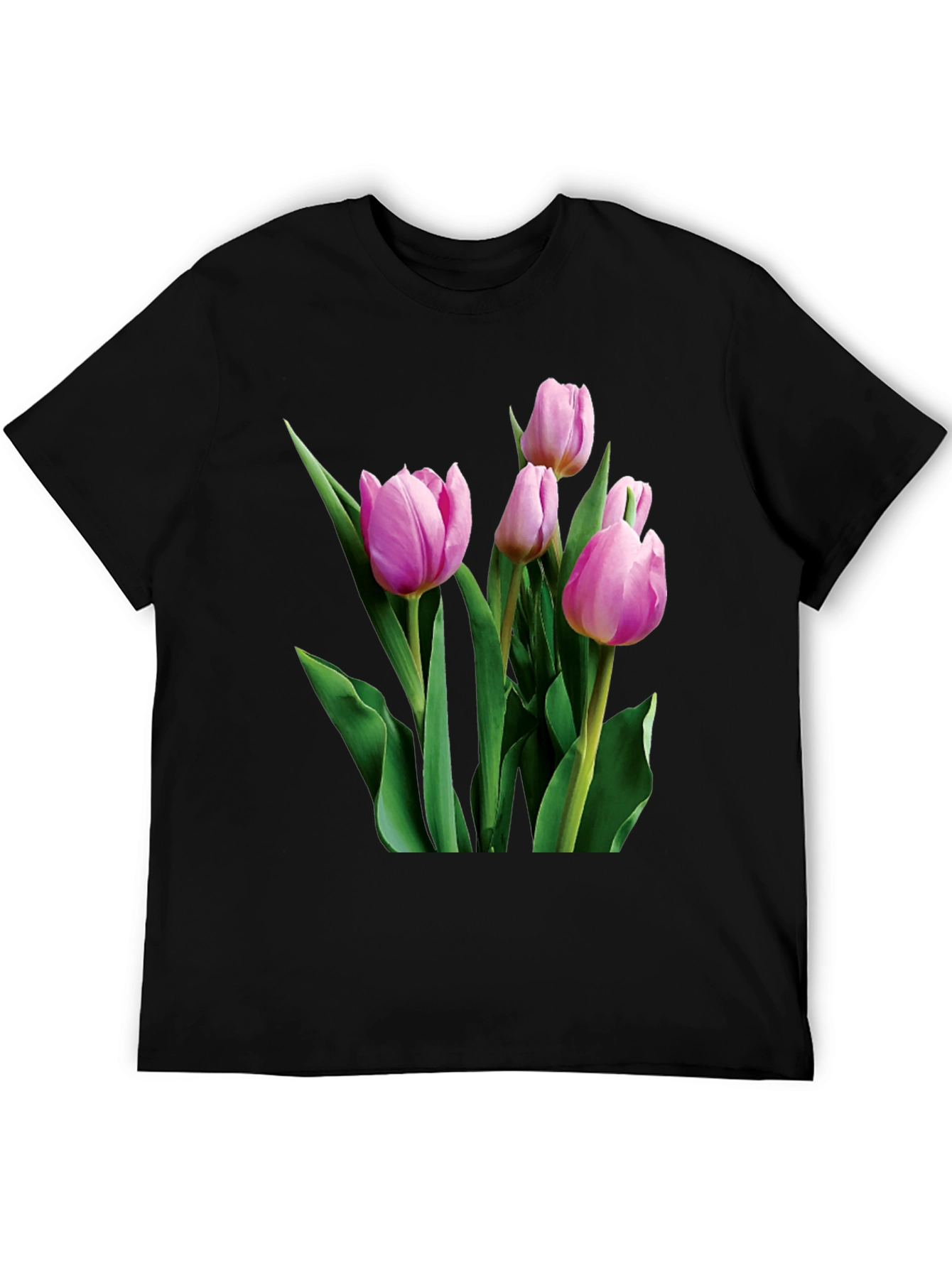 Tulip Print Black T-Shirt