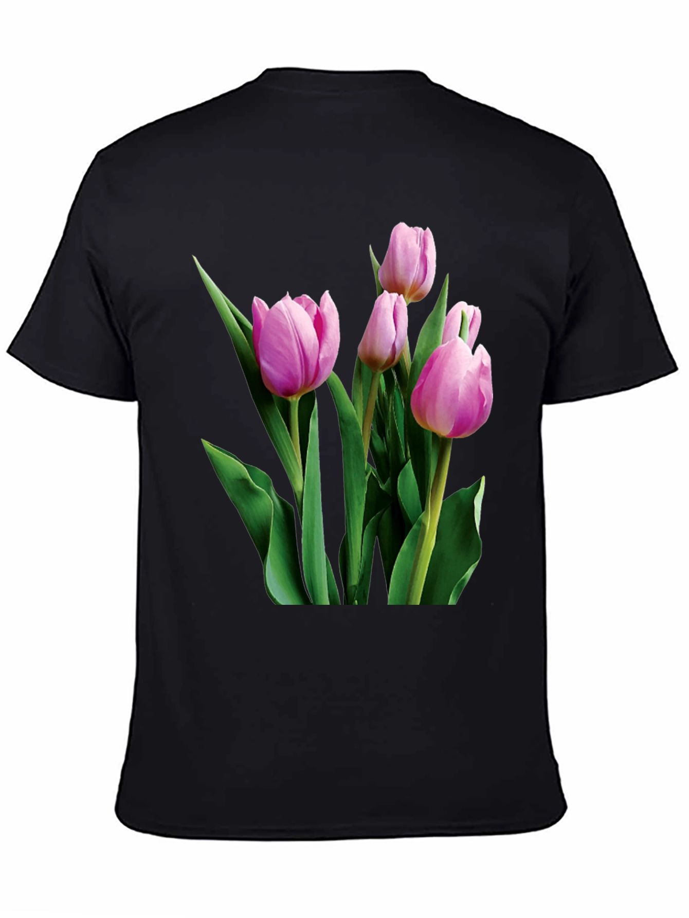 Tulip Print Black T-Shirt