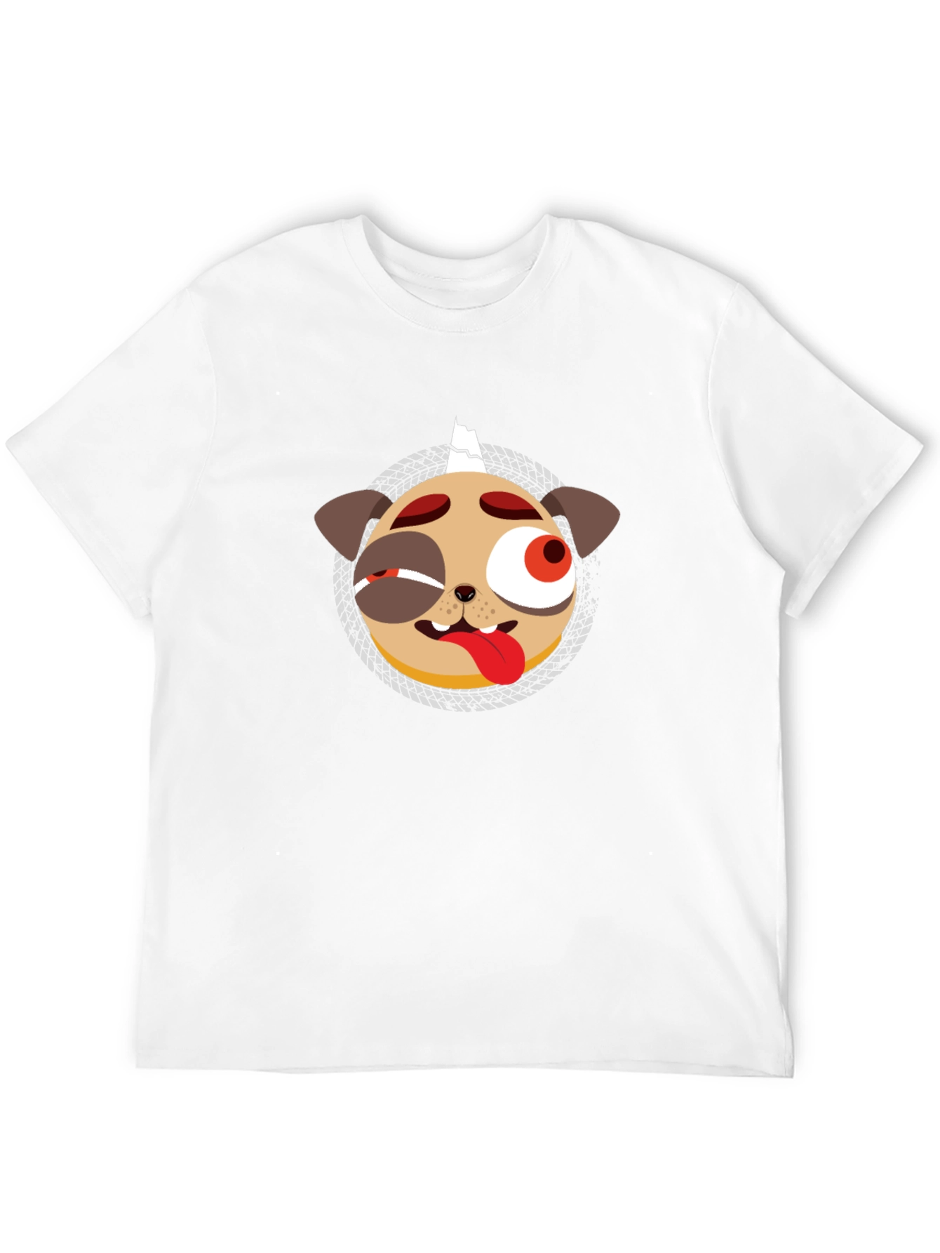 Mens Black Graphic T-Shirt - Punk Pug Design
