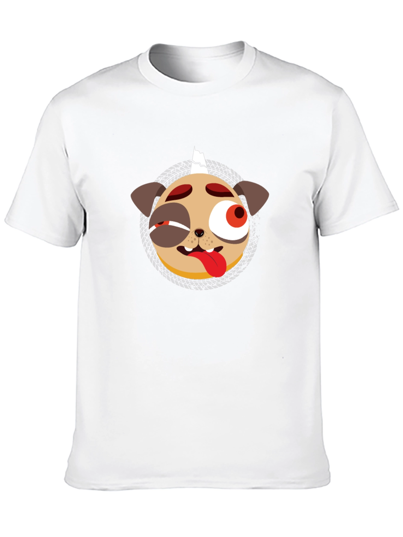 Mens Black Graphic T-Shirt - Punk Pug Design