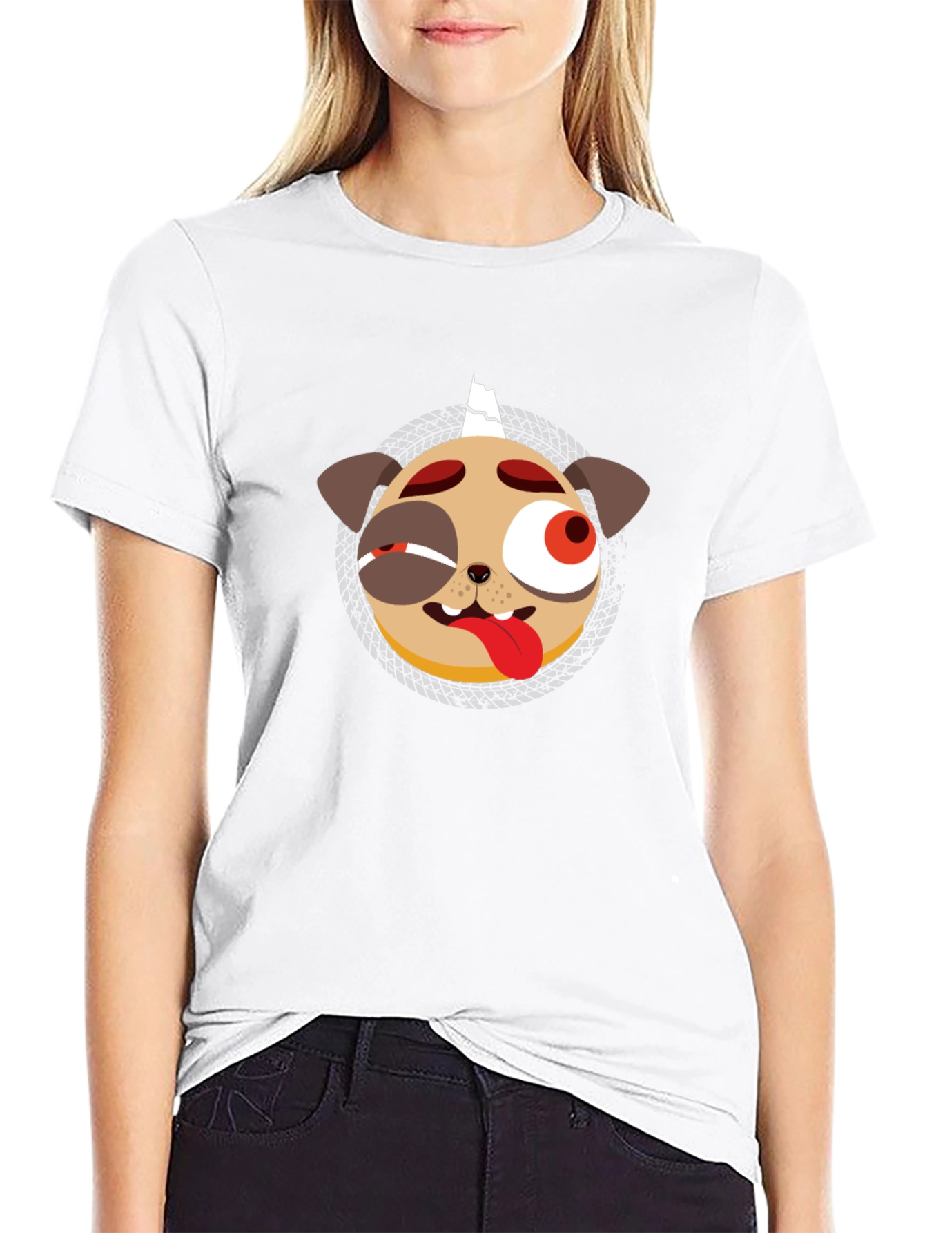 Mens Black Graphic T-Shirt - Punk Pug Design