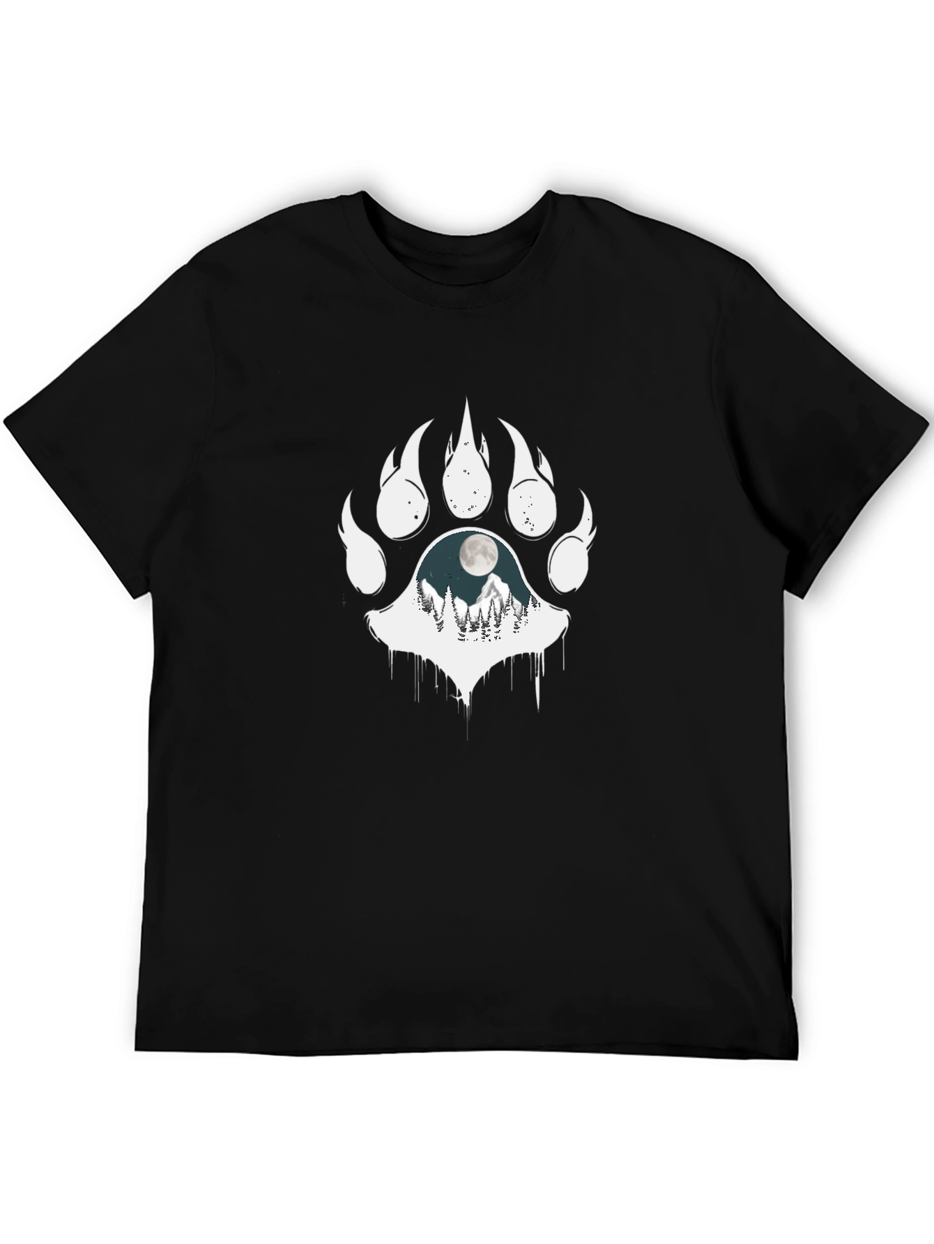 Black T-Shirt with Bear Paw Print
