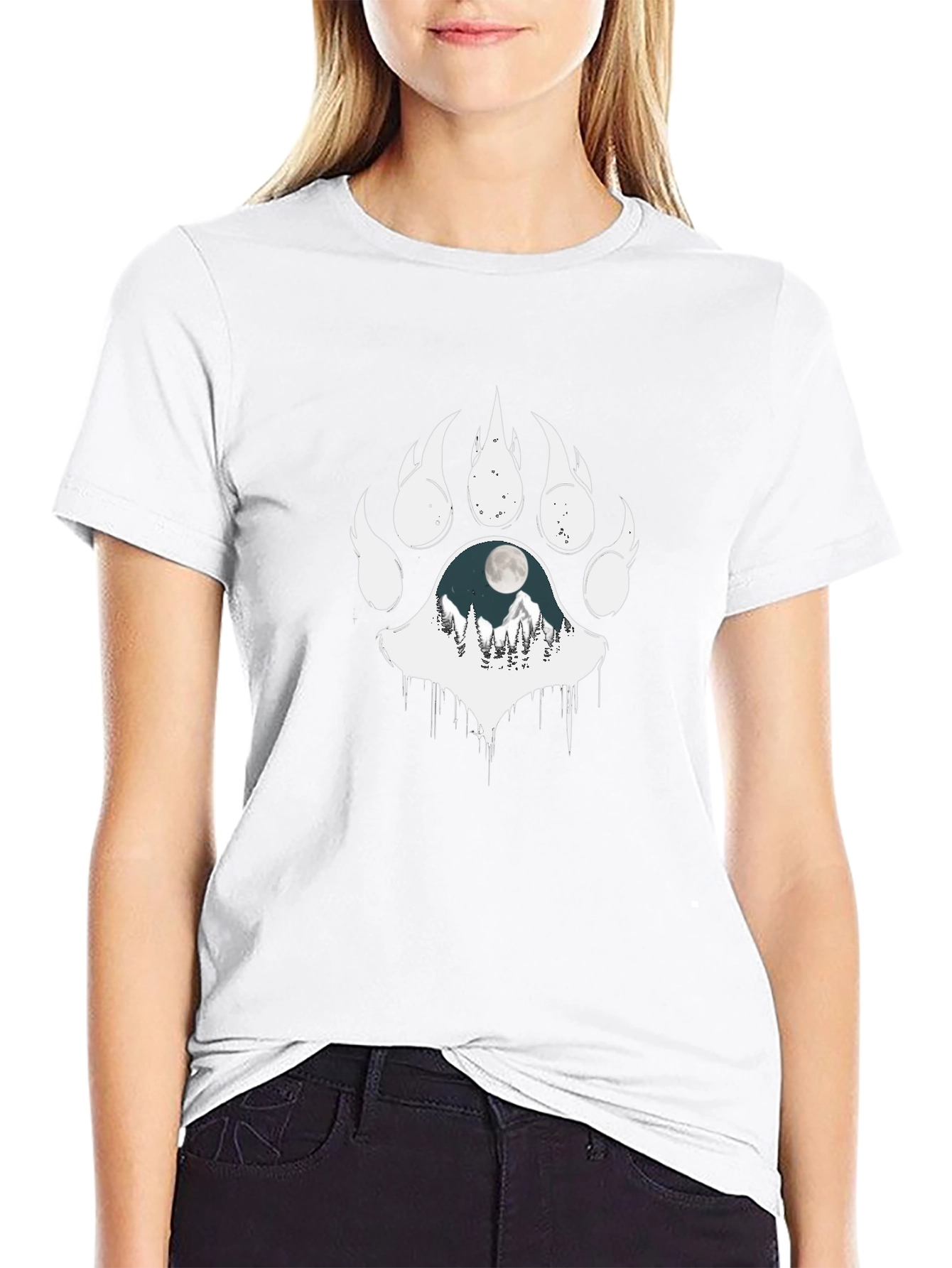 Black T-Shirt with Bear Paw Print