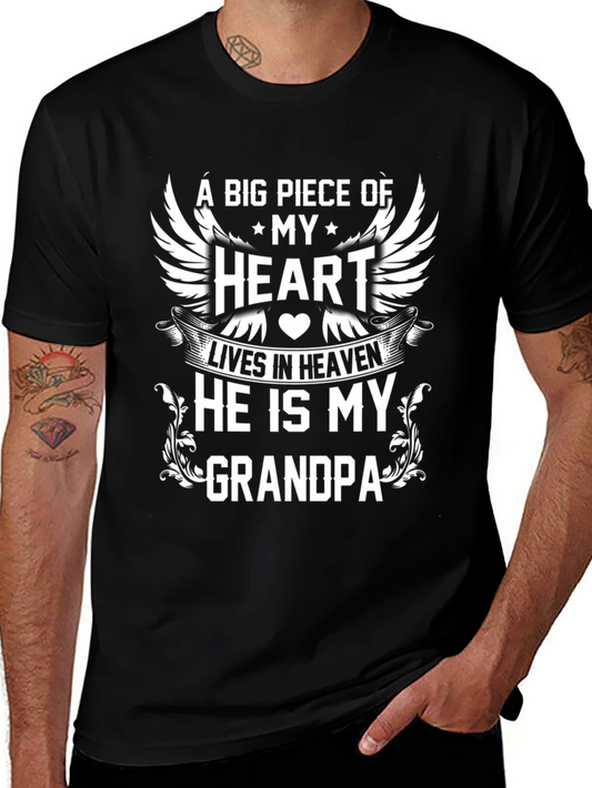 Grandpa Memorial T-Shirt - A Piece of My Heart Lives in Heaven