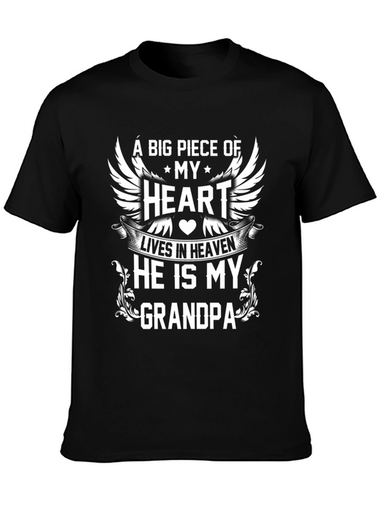 Grandpa Memorial T-Shirt - A Piece of My Heart Lives in Heaven