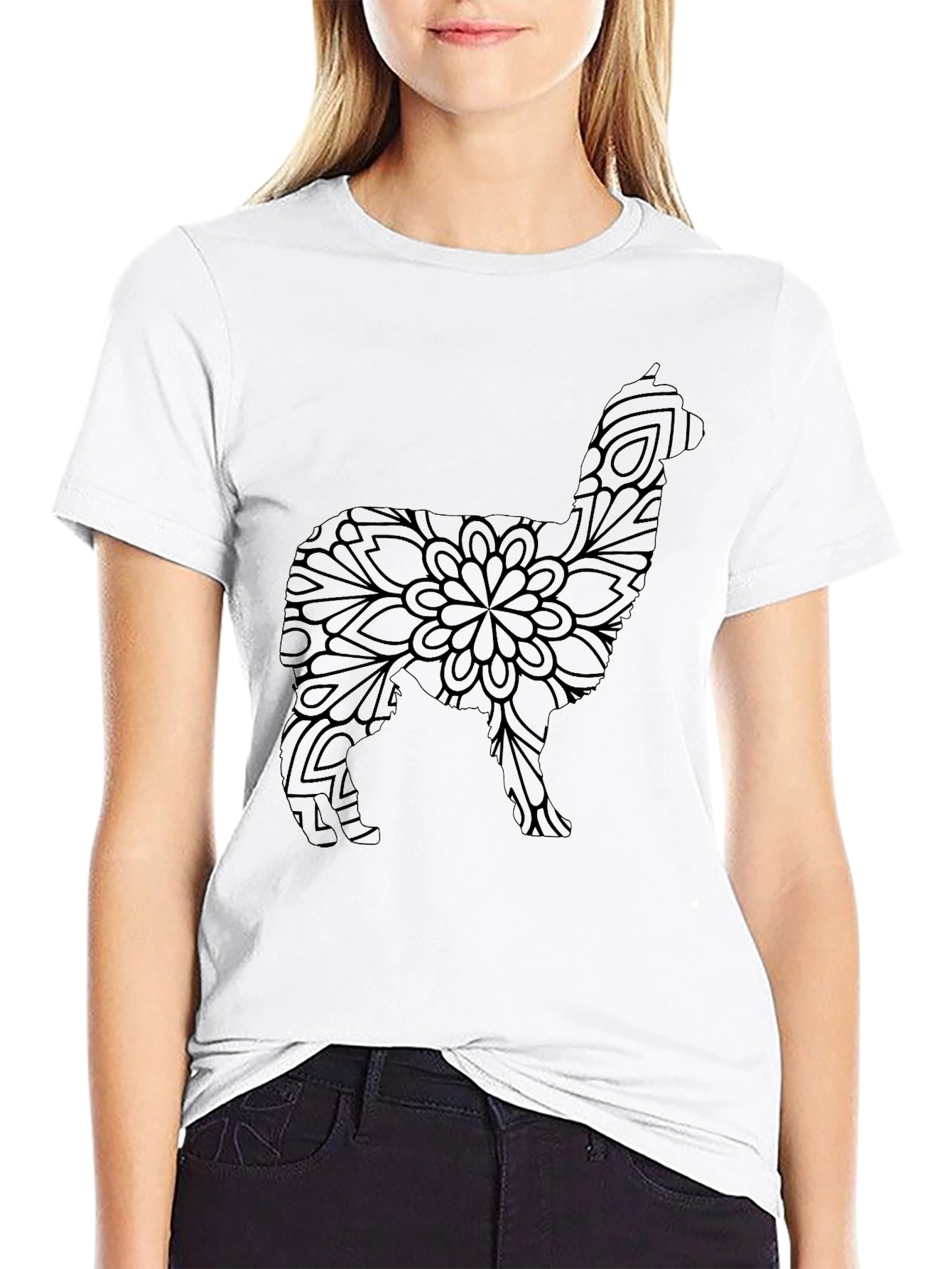 Alpaca Mandala Graphic Tee - Stylish Black T-Shirt