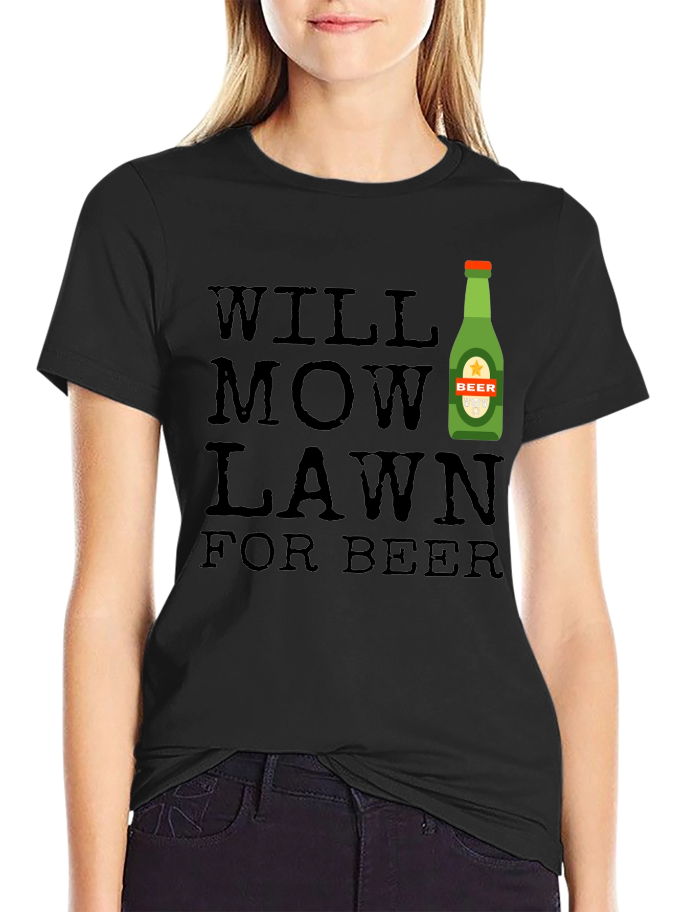 Will Mow Lawn For Beer Graphic Tee