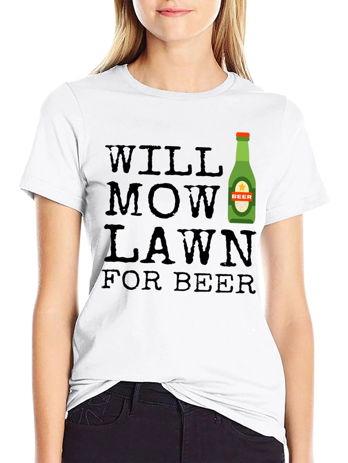 Will Mow Lawn For Beer Graphic Tee