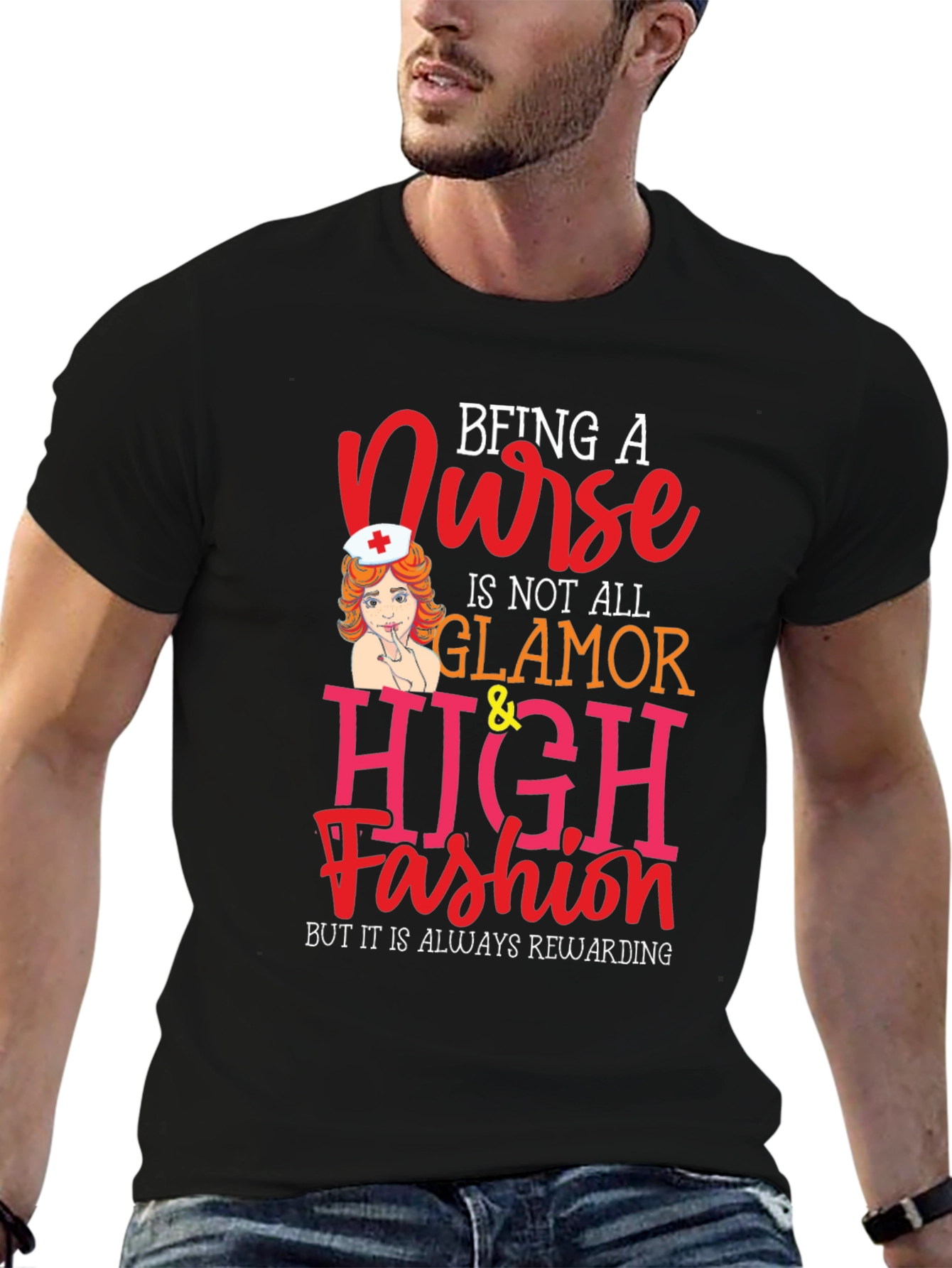 Nurse Glamour T-Shirt - Rewarding Profession Tee