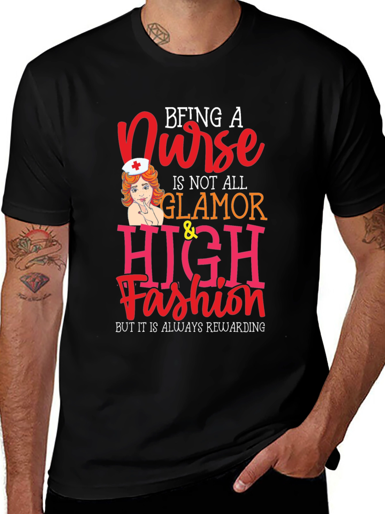 Nurse Glamour T-Shirt - Rewarding Profession Tee