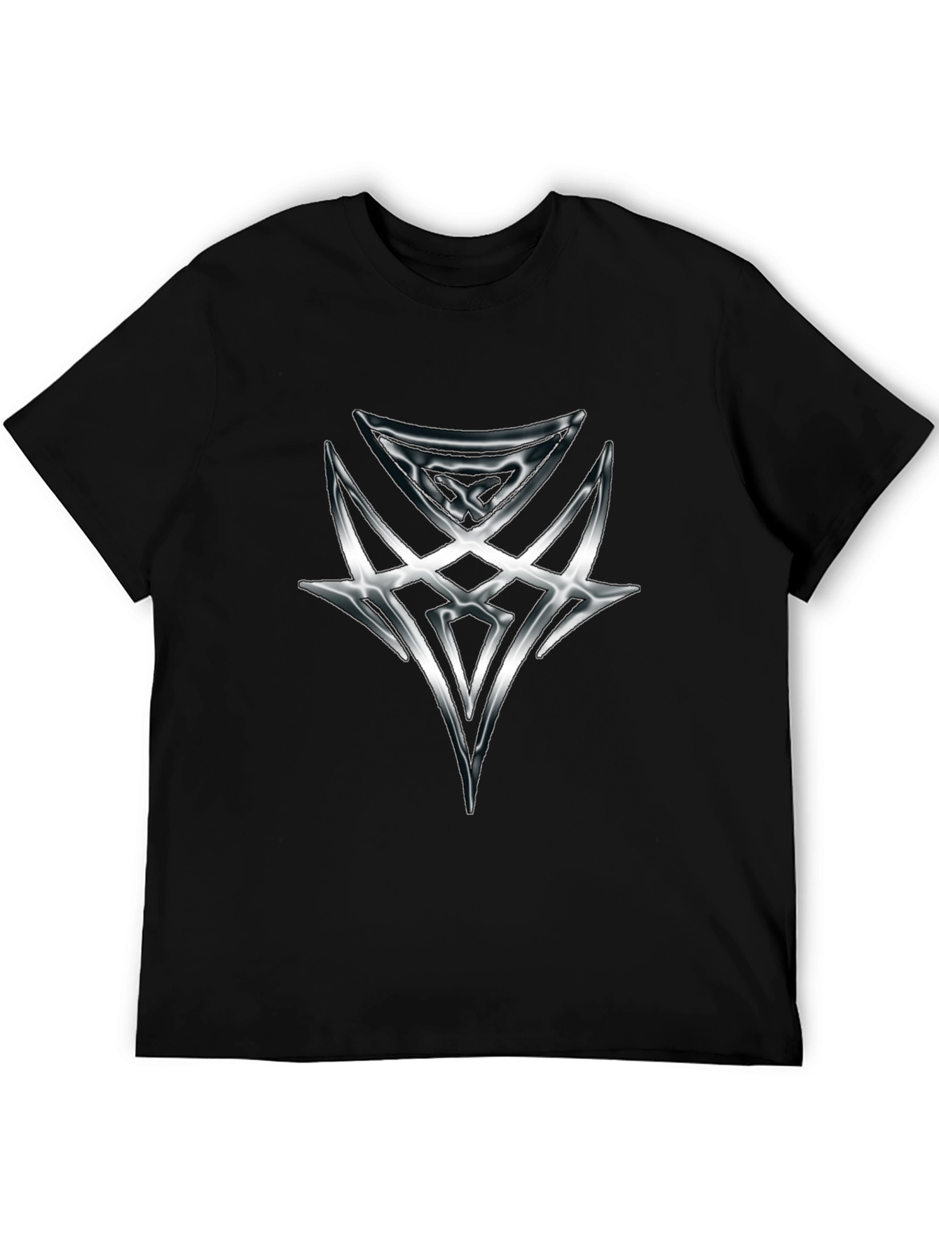 Edgy Graphic Tee - Silver Tribal Design