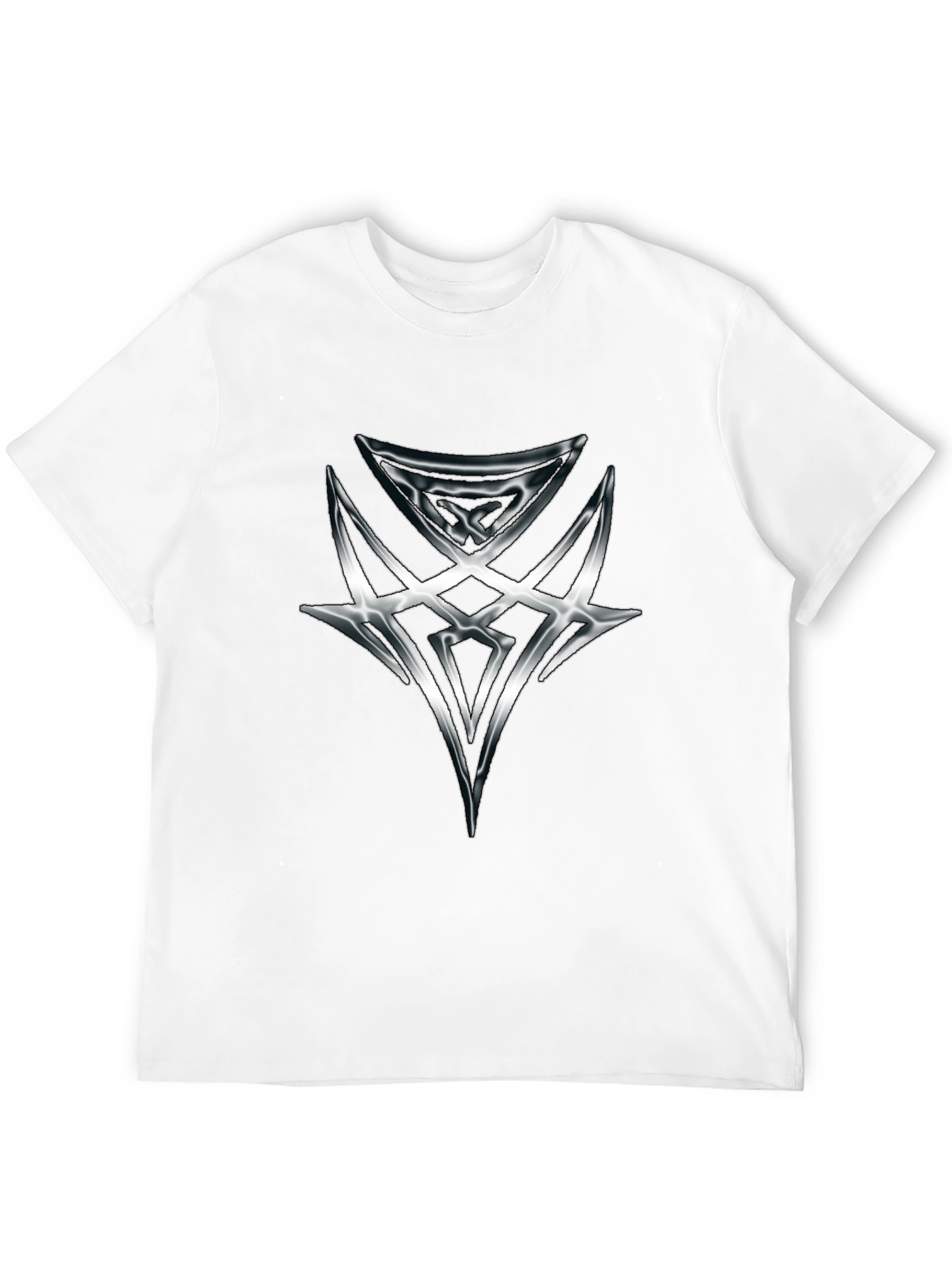 Edgy Graphic Tee - Silver Tribal Design