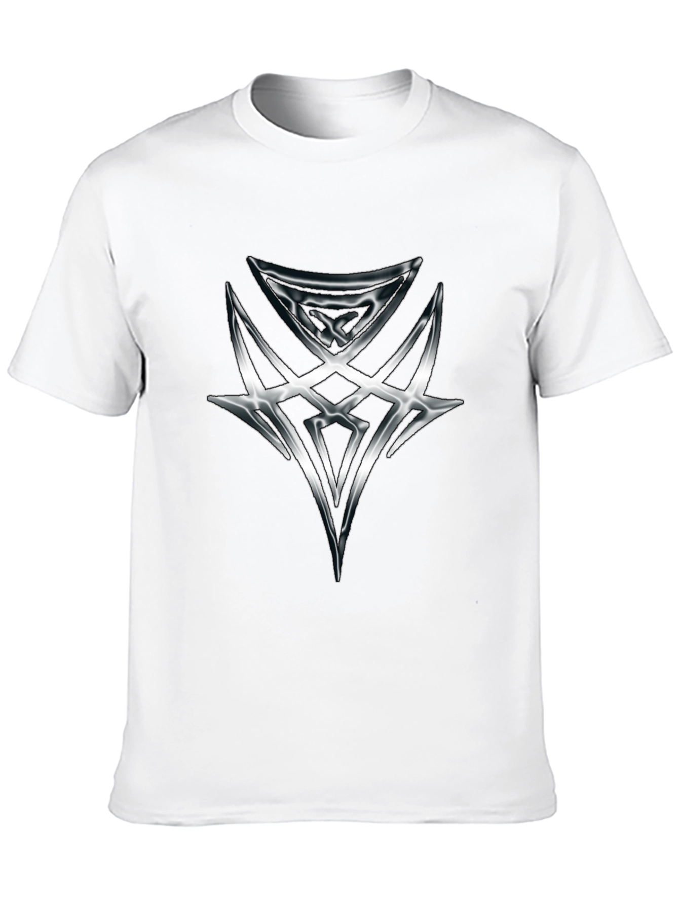 Edgy Graphic Tee - Silver Tribal Design