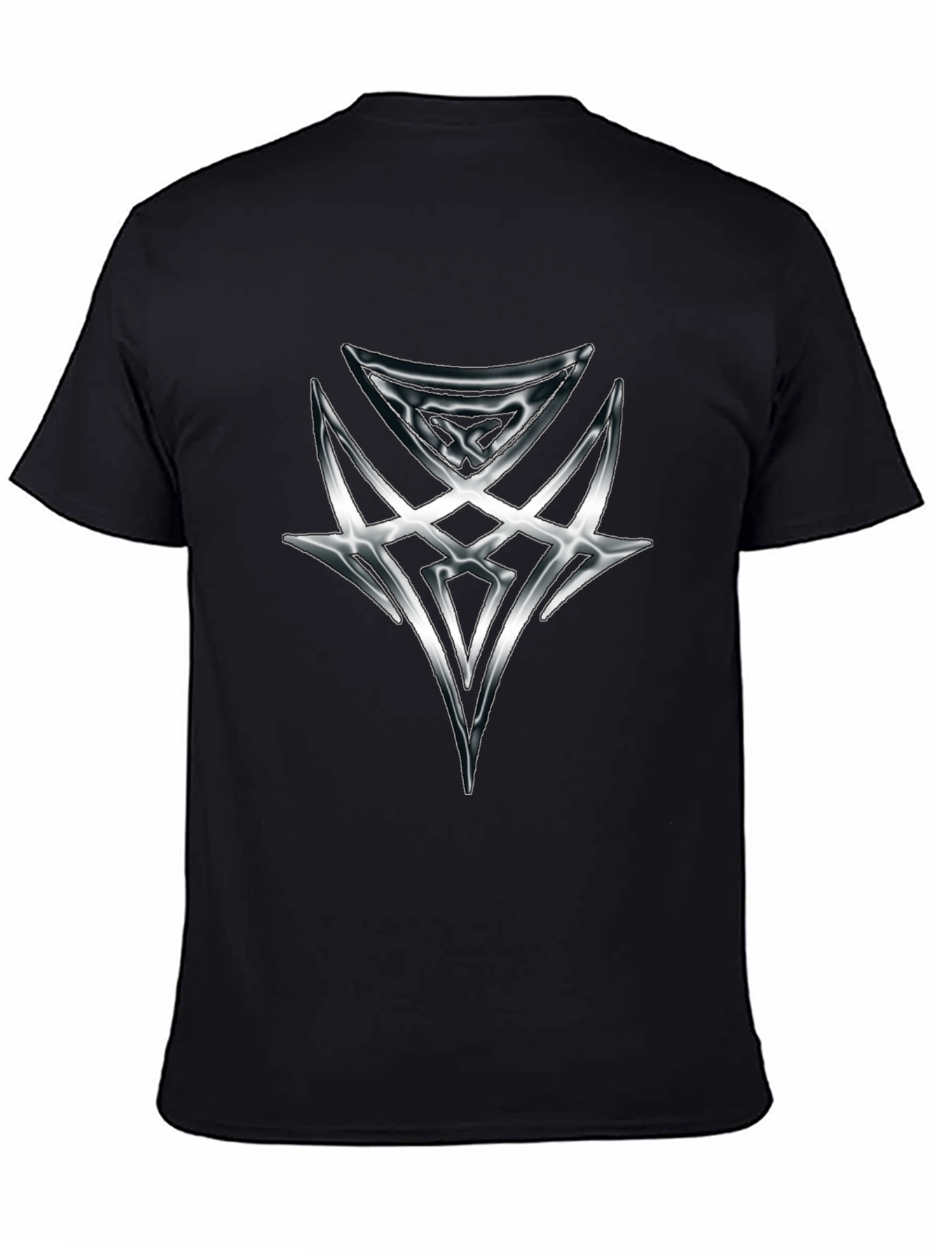 Edgy Graphic Tee - Silver Tribal Design