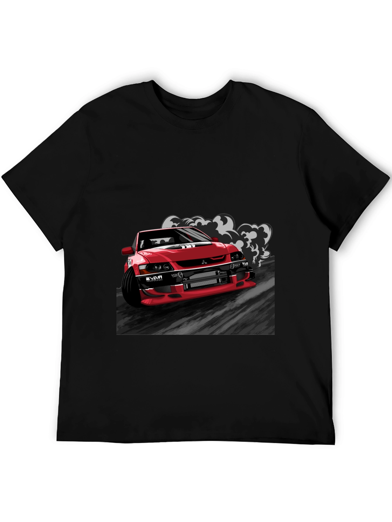 Red Car Graphic Black T-Shirt