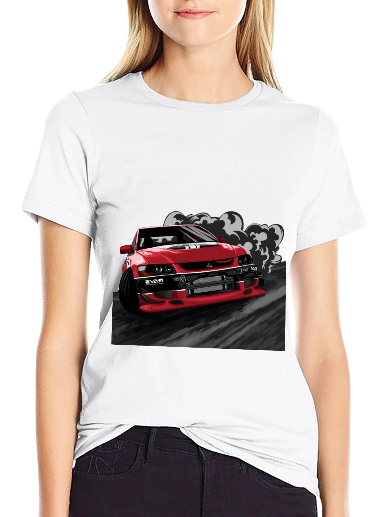 Red Car Graphic Black T-Shirt