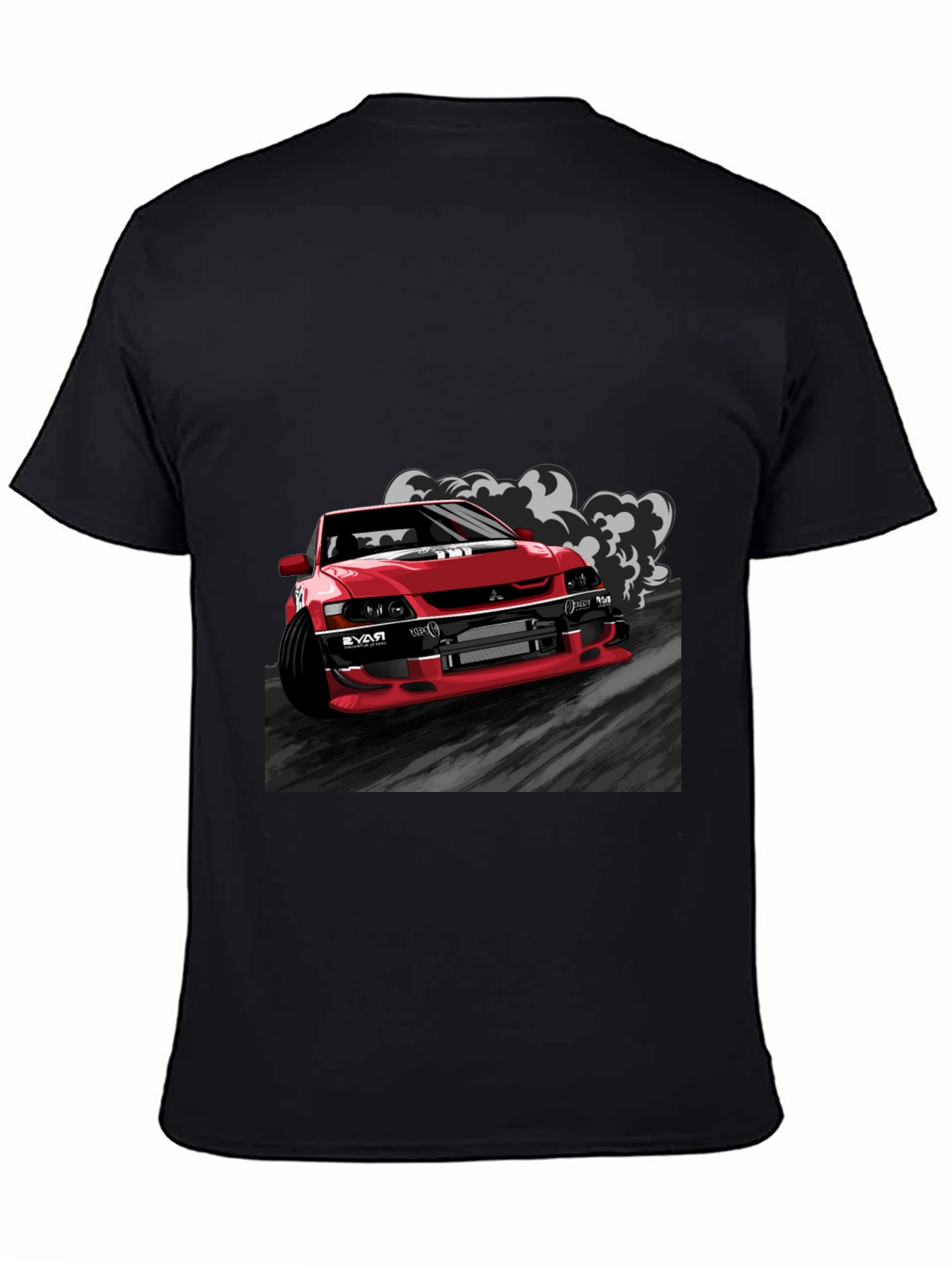 Red Car Graphic Black T-Shirt