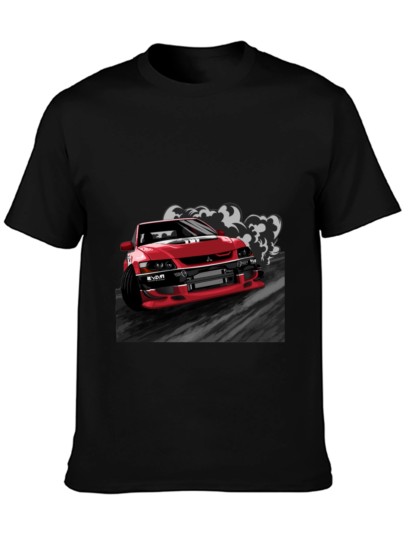 Red Car Graphic Black T-Shirt