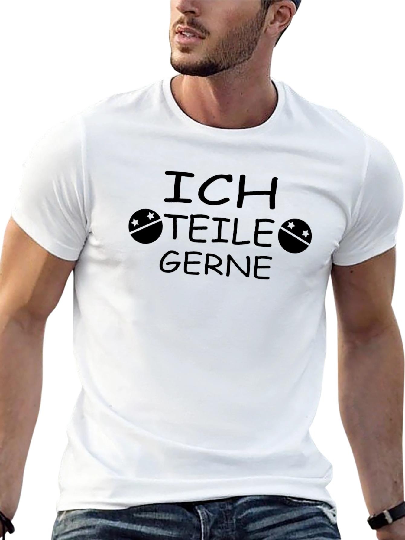 Ich Teile Gerne T-Shirt - Black Crew Neck