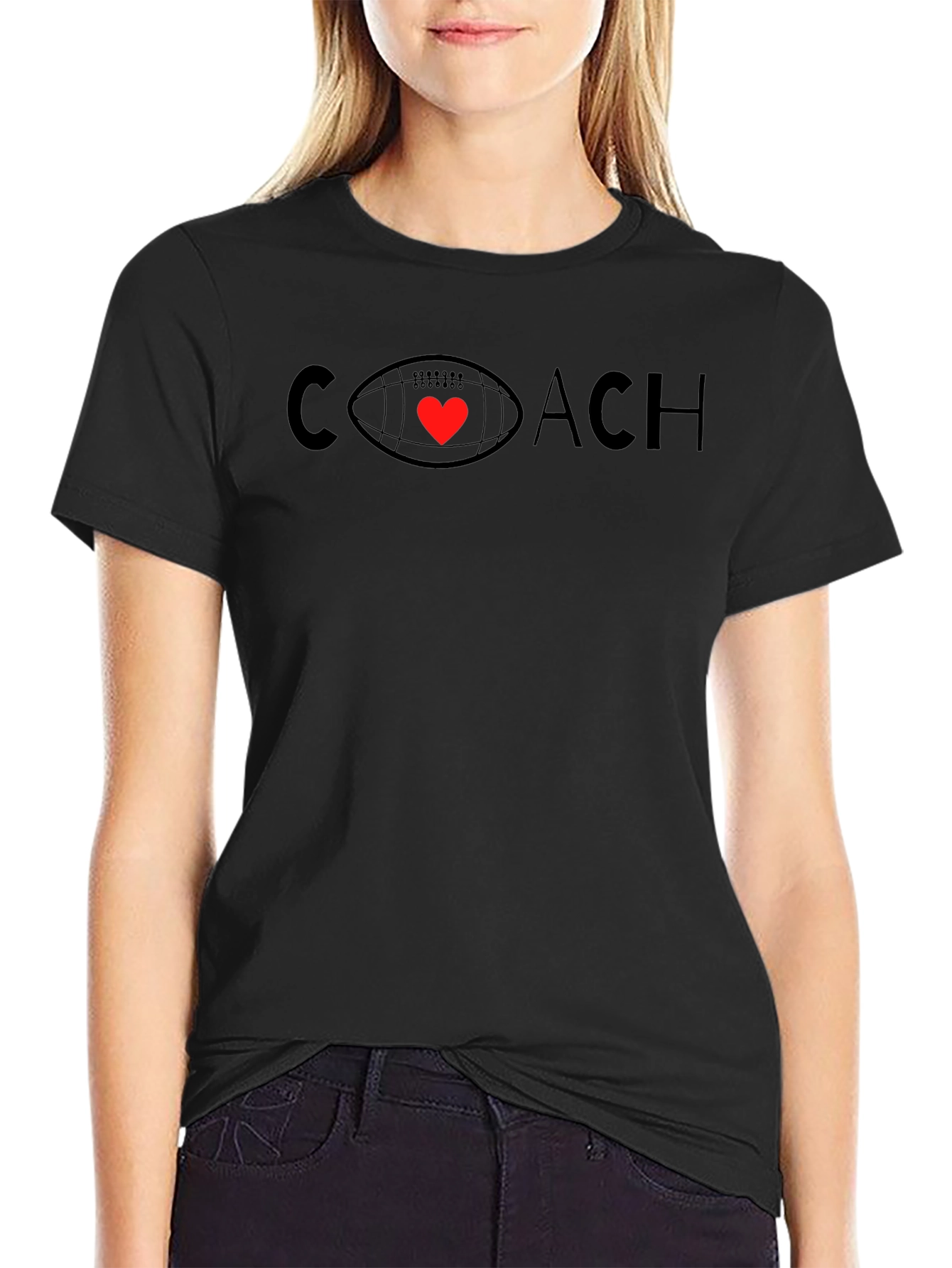 Coach Football Heart T-Shirt