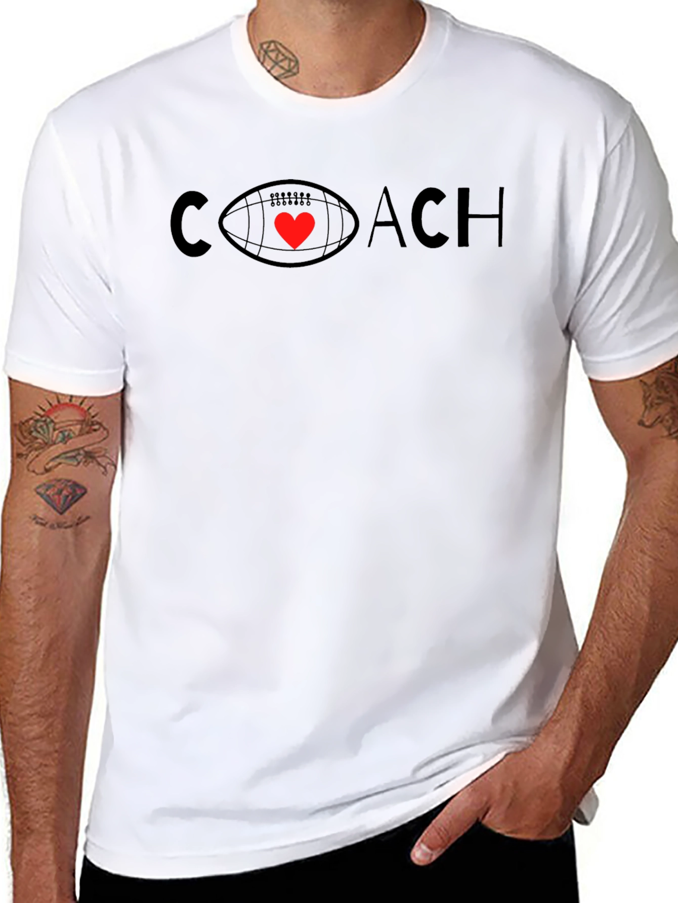 Coach Football Heart T-Shirt