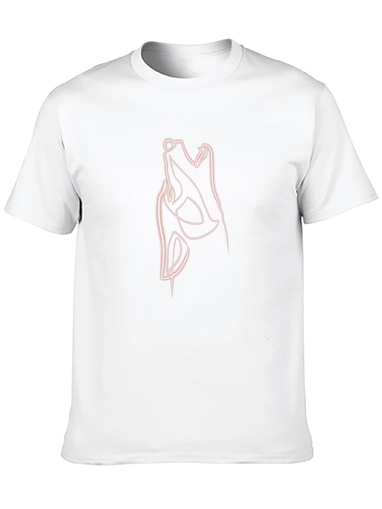 Abstract Wolf Line Art T-Shirt - Black