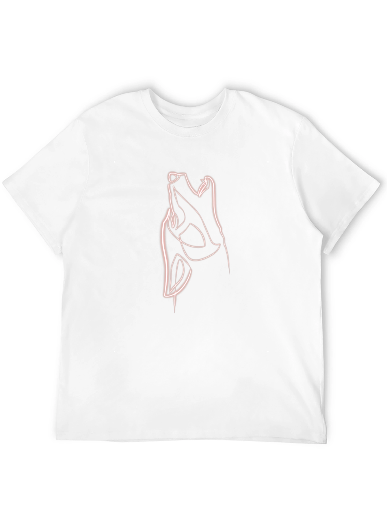 Abstract Wolf Line Art T-Shirt - Black