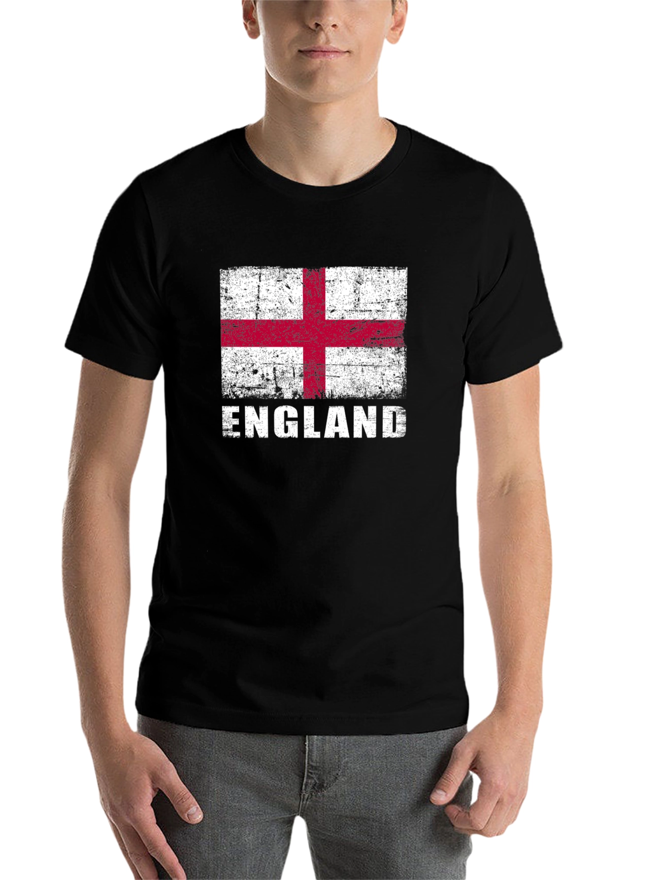 England Flag Graphic T-Shirt - Distressed Look