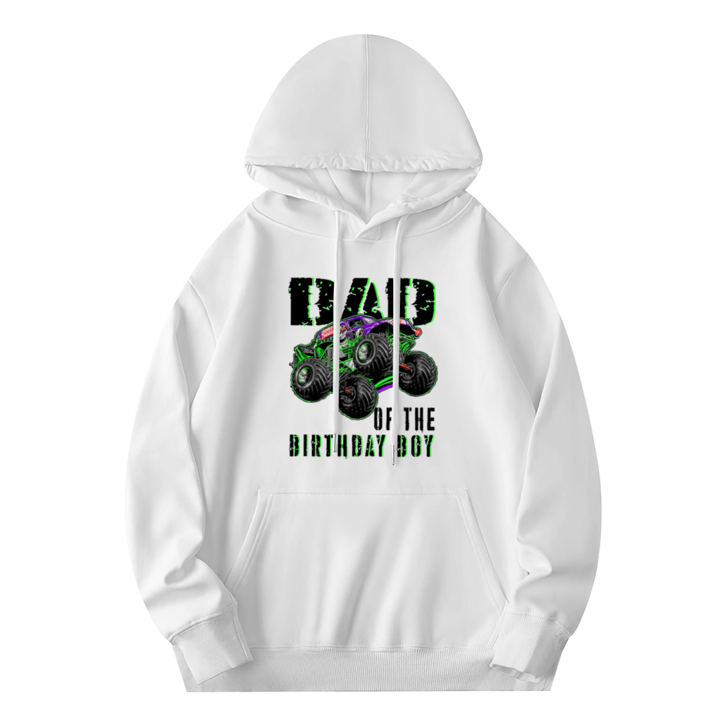 Dad Of The Birthday Boy Monster Truck White Hoodie, Men¡¯s Comfort Birthday Outfit