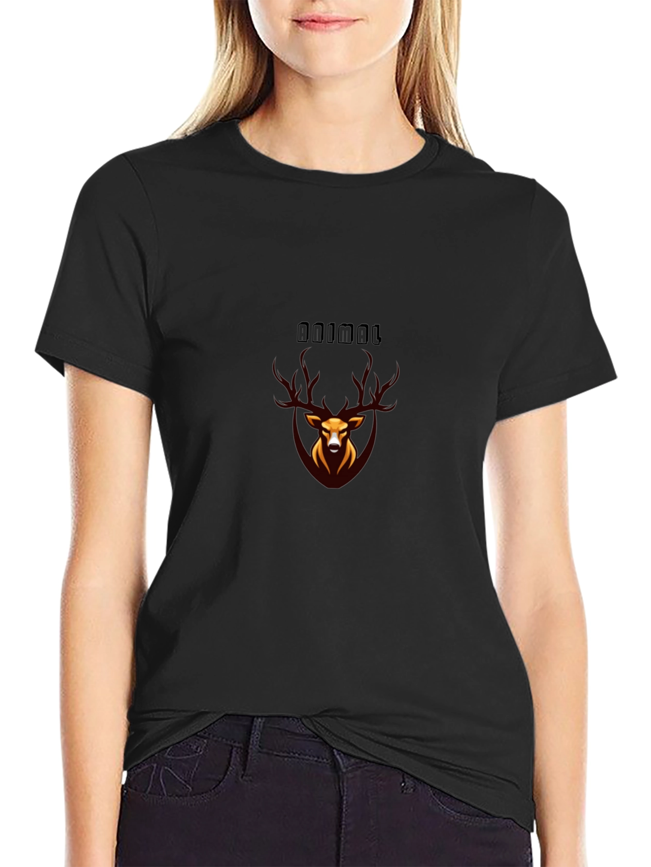 Stylish Black Animal Graphic T-Shirt