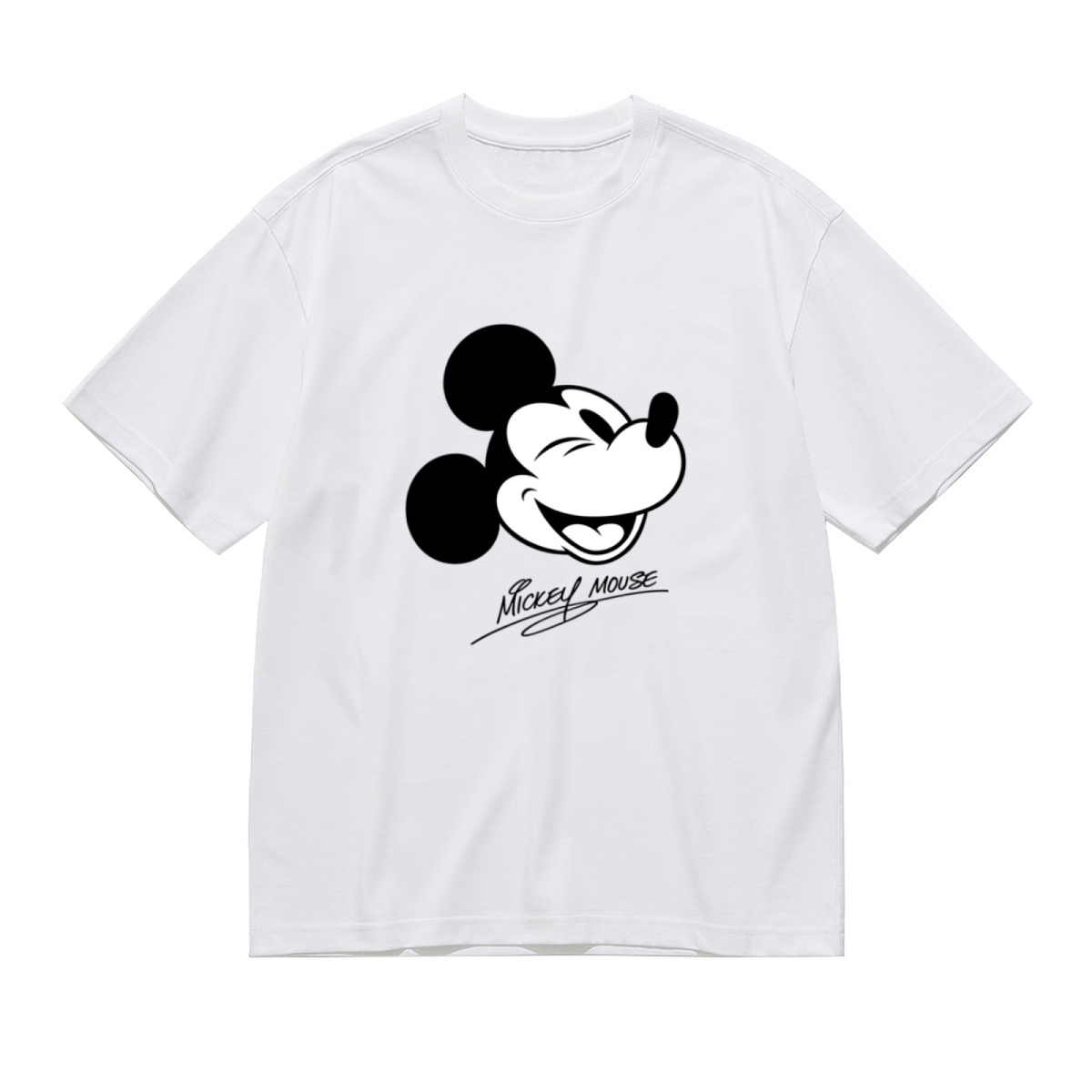 Vintage Laughing Mickey Signature Plus?Size Women White Tee