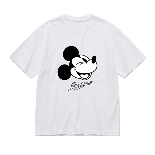 Vintage Laughing Mickey Signature Plus?Size Women White Tee