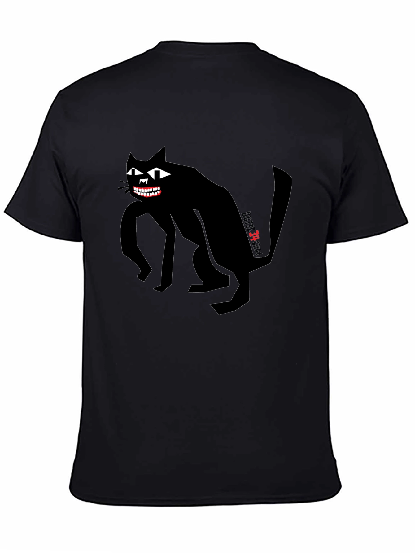 Creepy Cat Graphic Tee - Mens Black T-Shirt