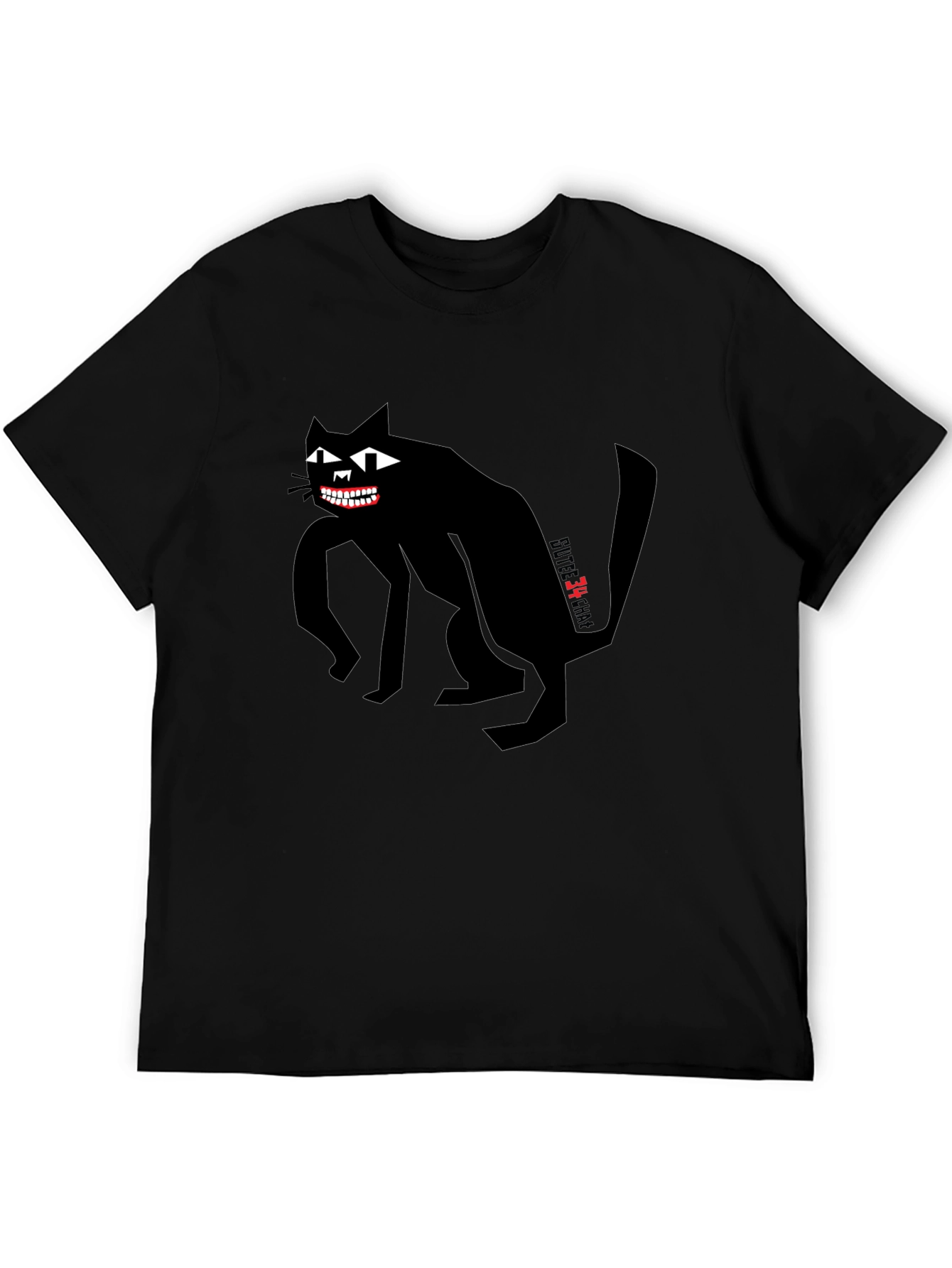 Creepy Cat Graphic Tee - Mens Black T-Shirt