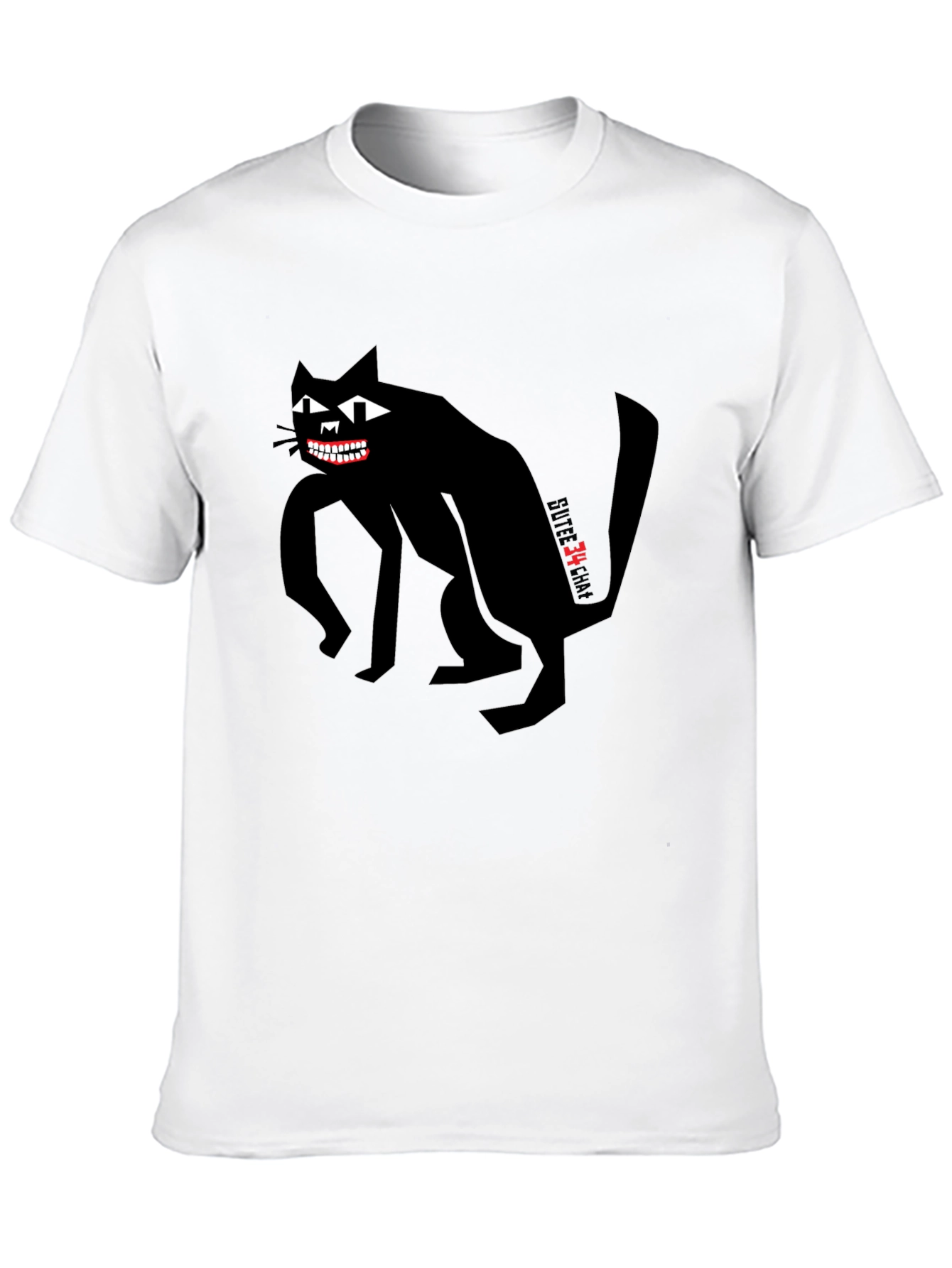 Creepy Cat Graphic Tee - Mens Black T-Shirt