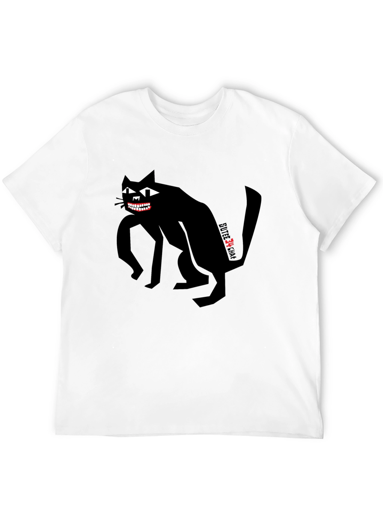 Creepy Cat Graphic Tee - Mens Black T-Shirt