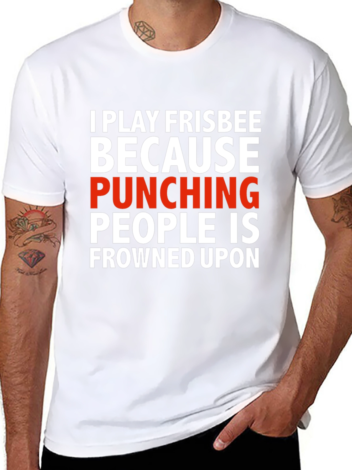 Funny Frisbee T-Shirt: Punching People Is Frowned Upon