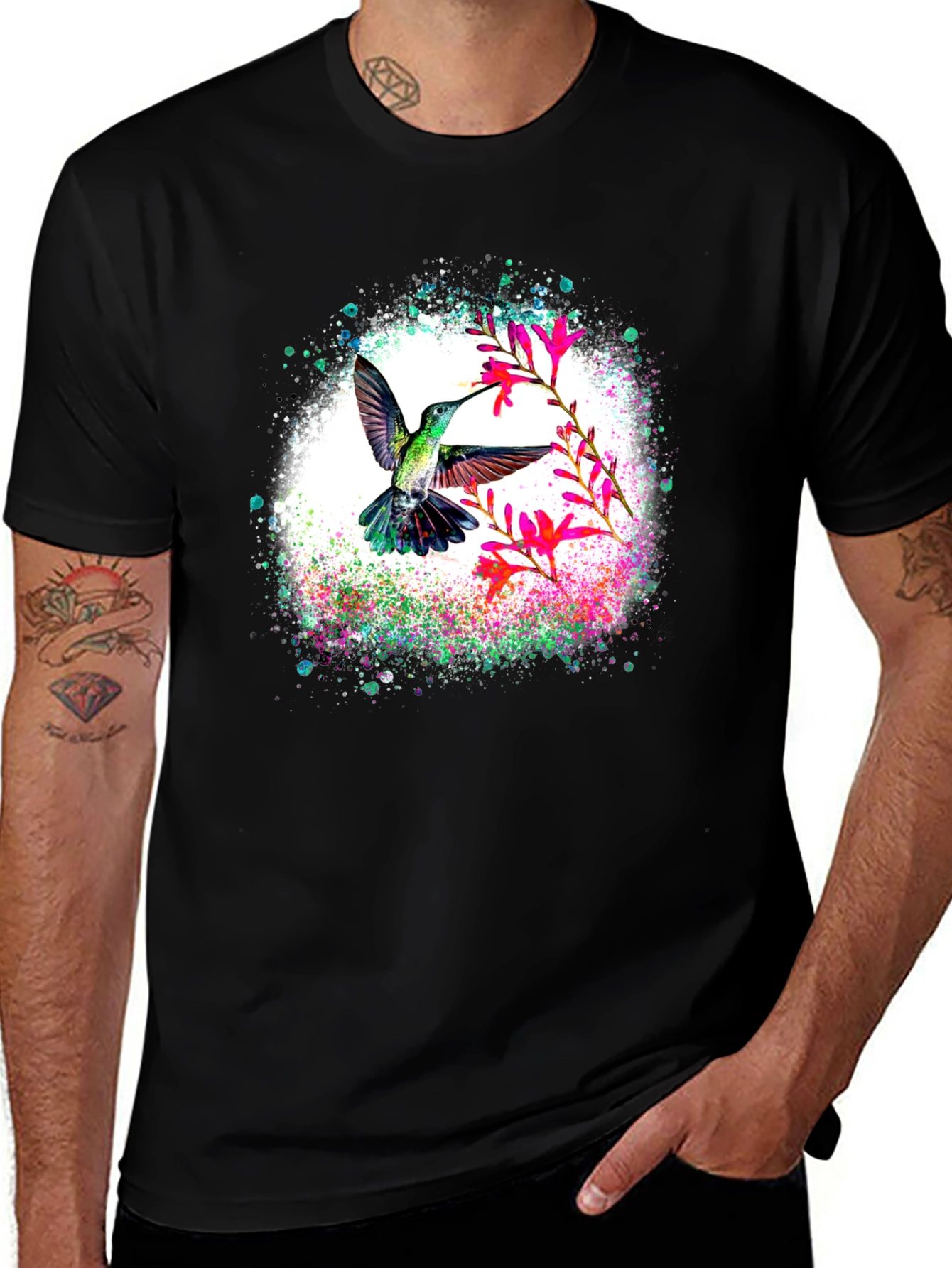 Hummingbird Floral T-Shirt - Nature Lovers Tee