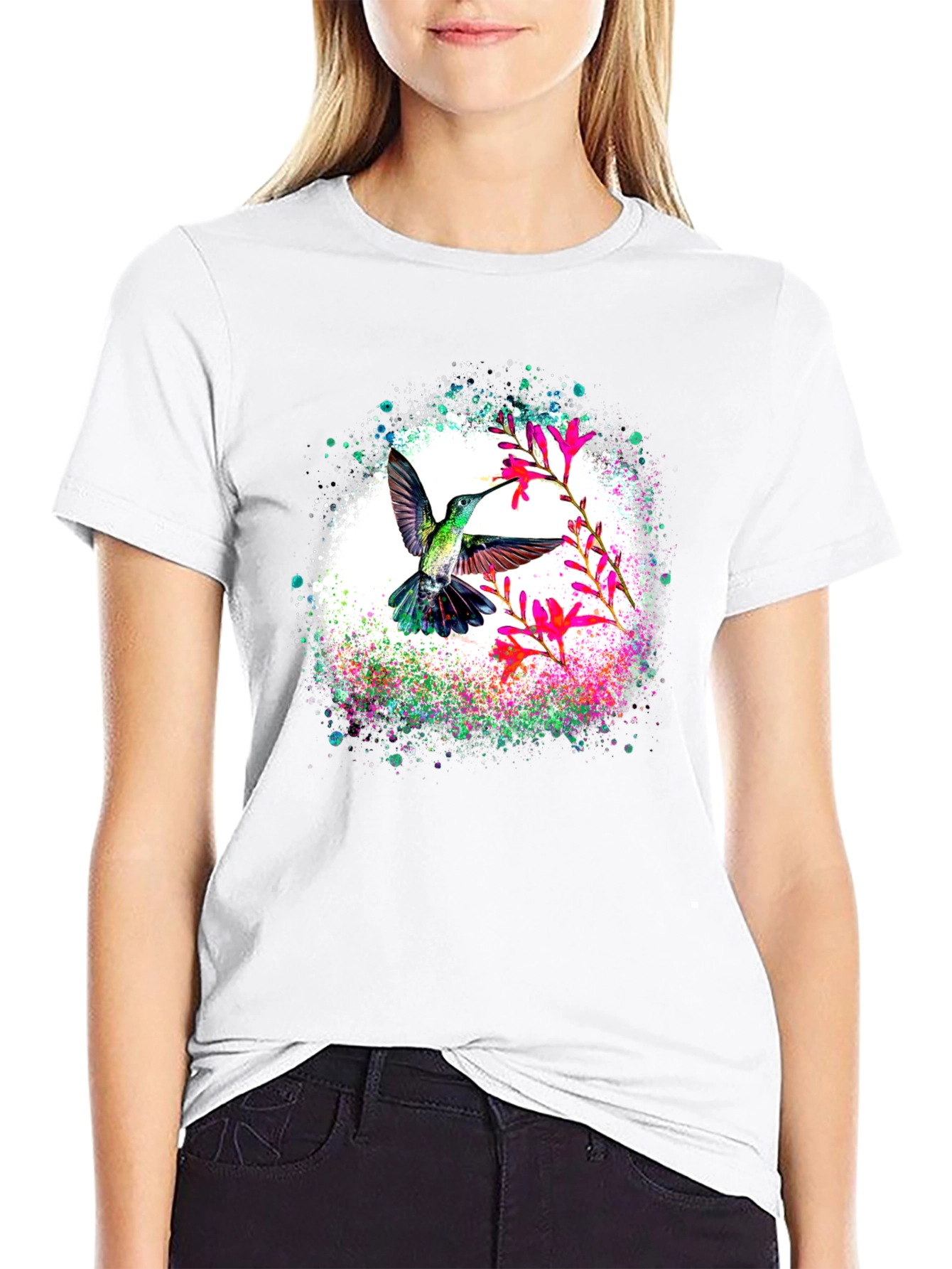Hummingbird Floral T-Shirt - Nature Lovers Tee