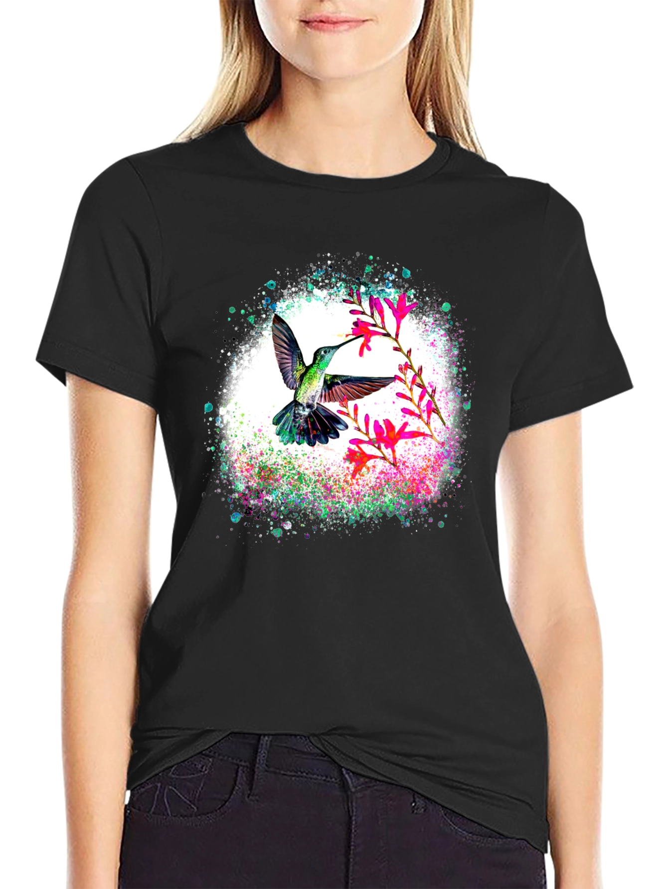 Hummingbird Floral T-Shirt - Nature Lovers Tee