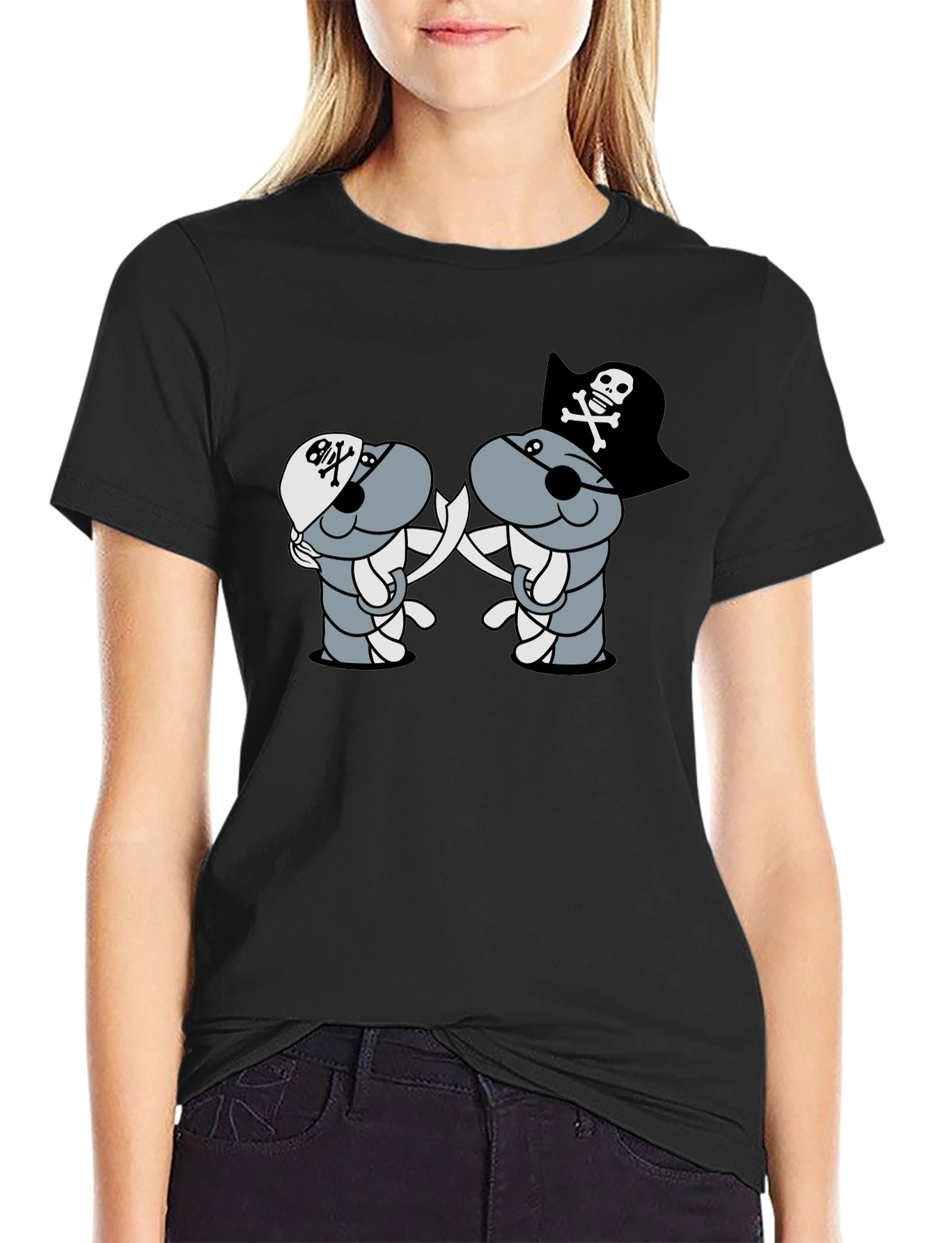 Pirate Cartoon T-Shirt - Black