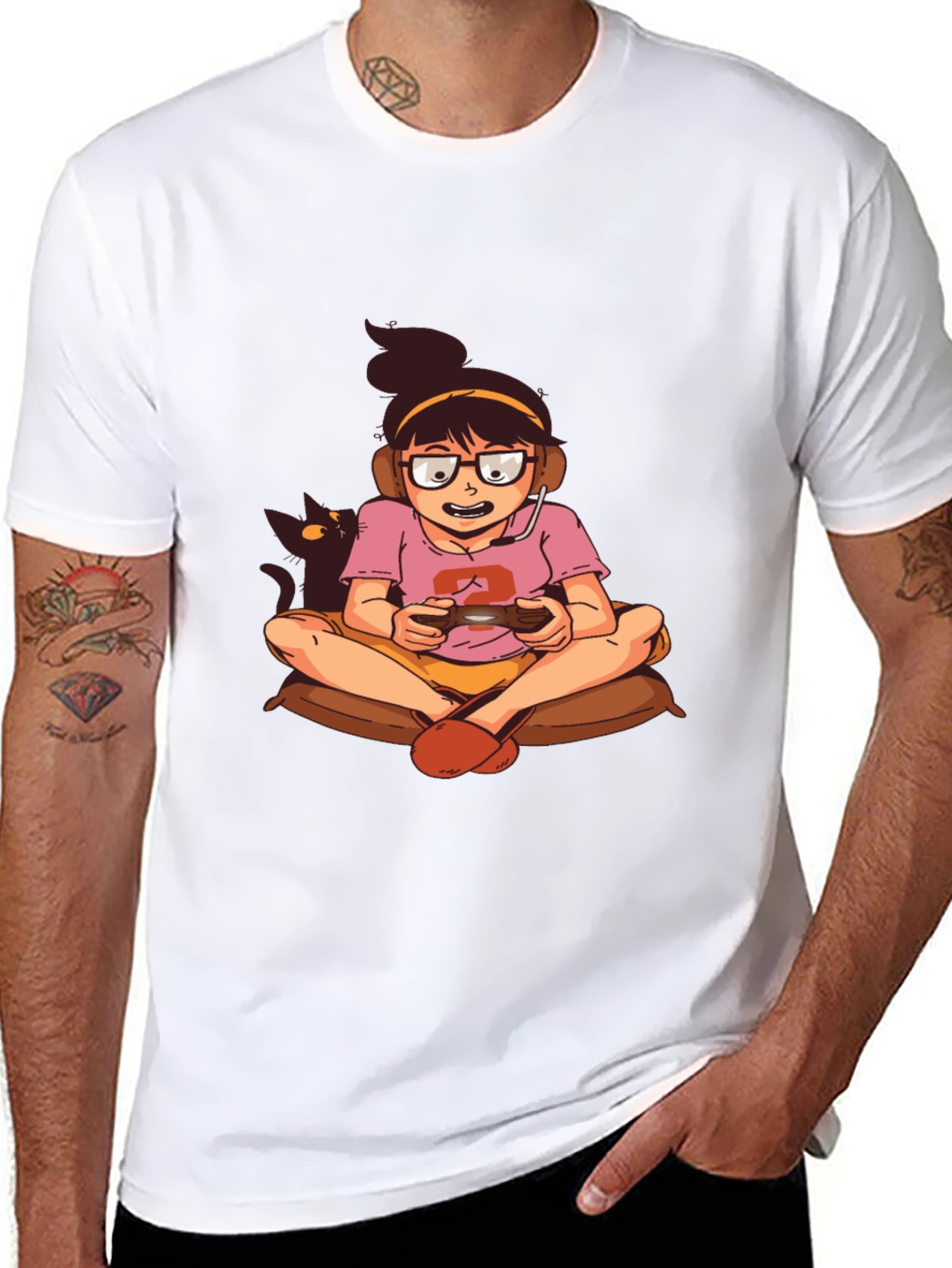 Gamer Girl T-Shirt - Black Cotton Graphic Tee