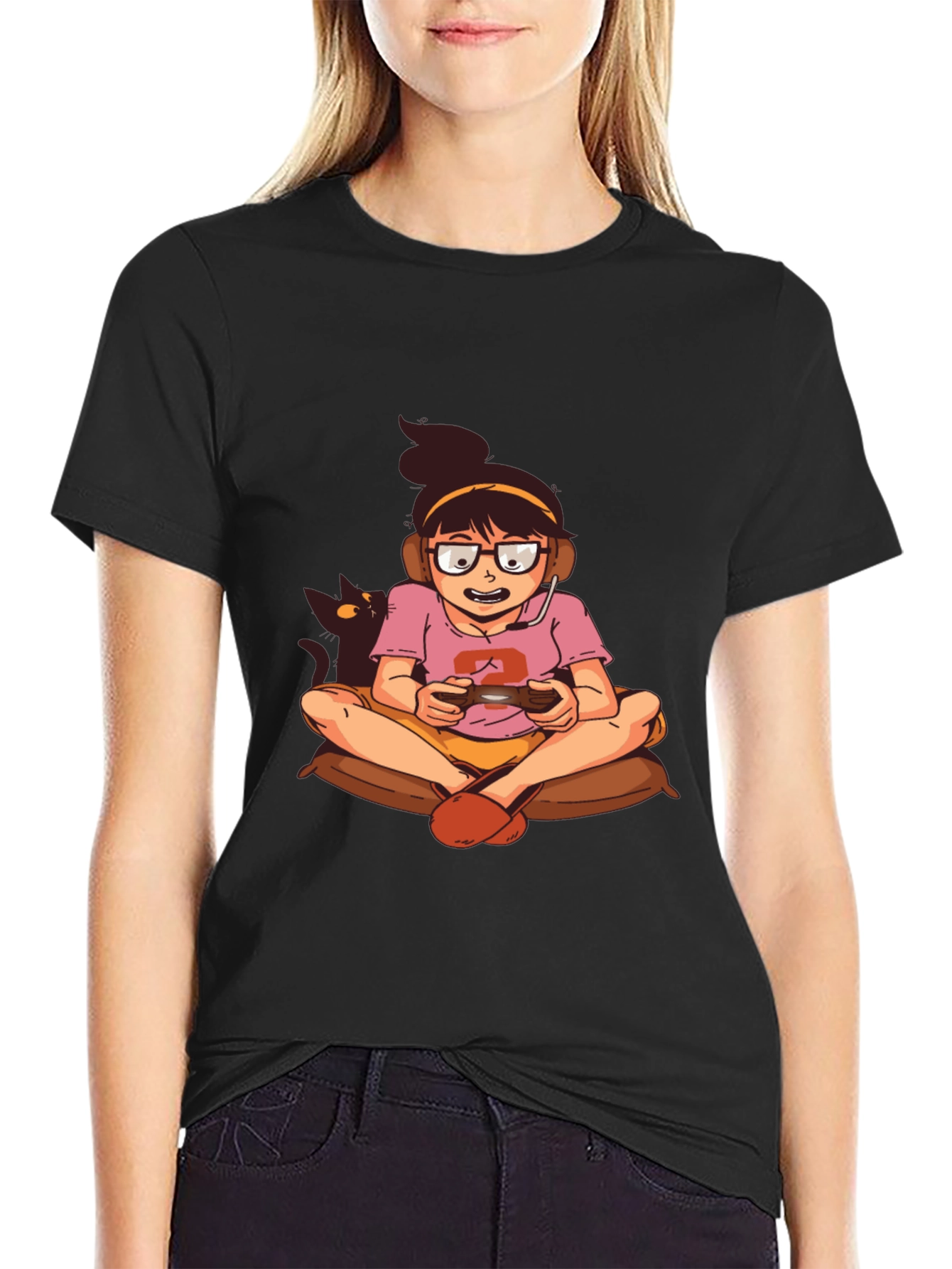 Gamer Girl T-Shirt - Black Cotton Graphic Tee
