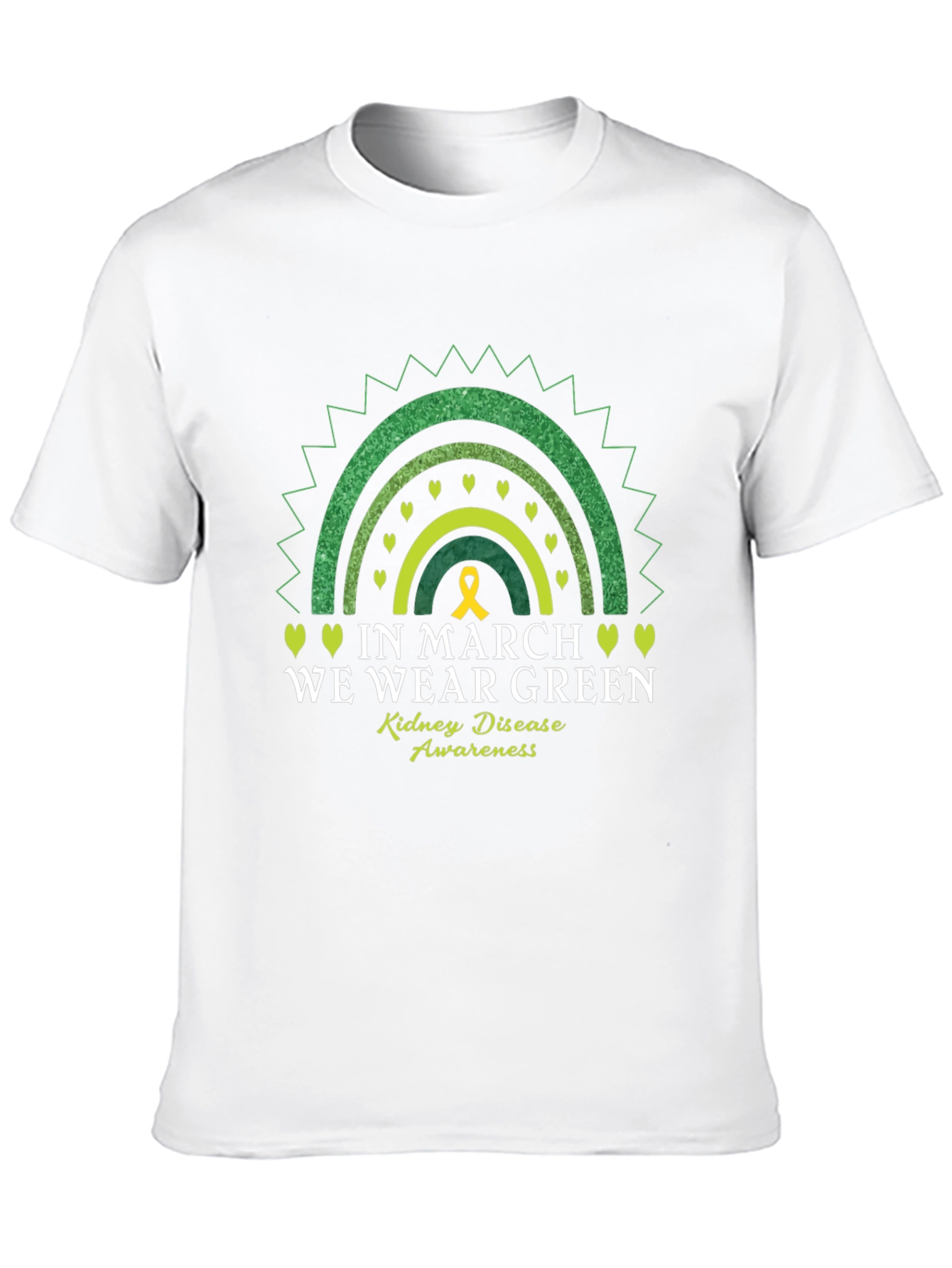 Kidney Disease Awareness Green Rainbow T-Shirt